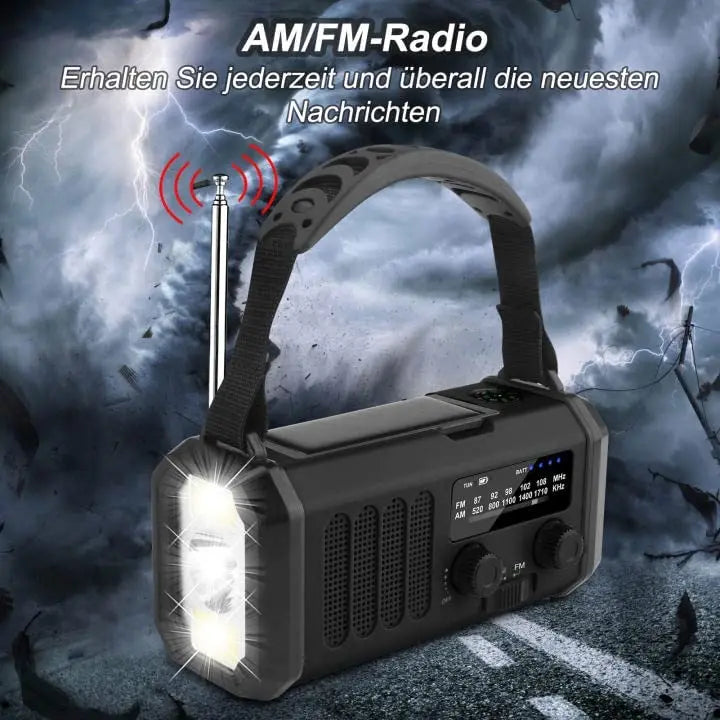 Solar-Crank Emergency Radio with LED Flashlight