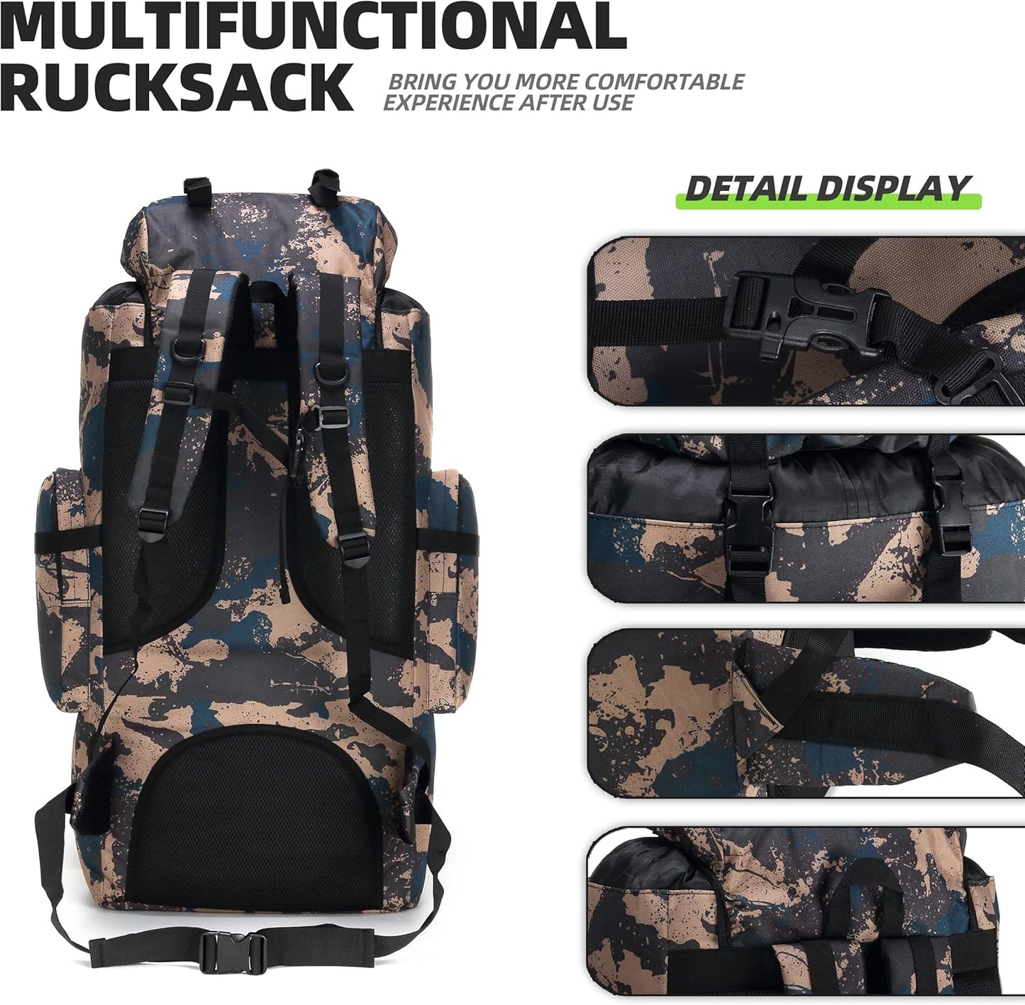 100L Military-Style Hiking Backpack