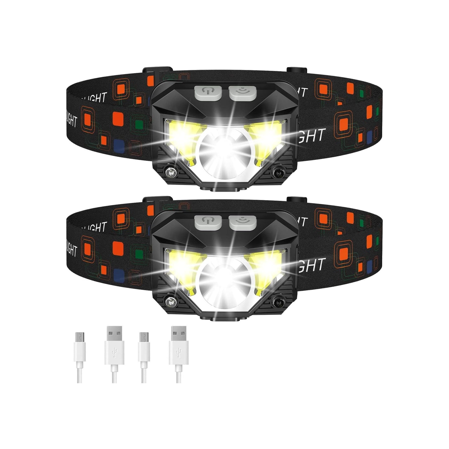 1200 Lumen Rechargeable Headlamp - 2 Pack, 8 Modes