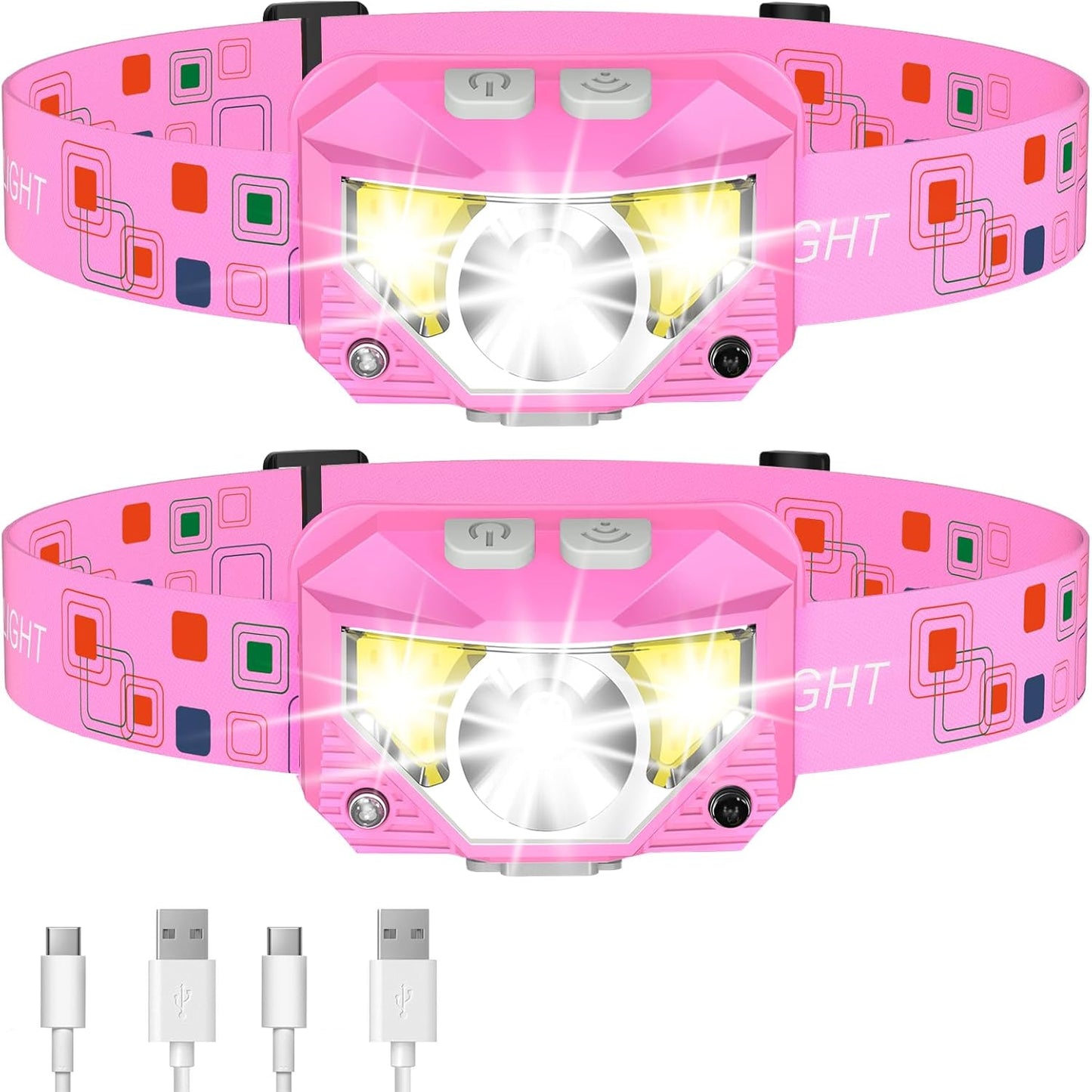1200 Lumen Rechargeable Headlamp - 2 Pack, 8 Modes