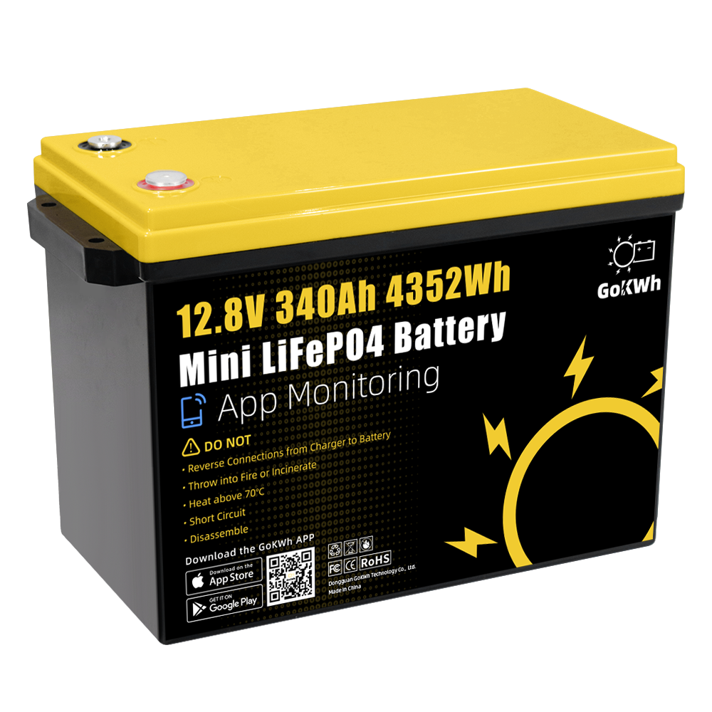 12V 340Ah Mini Built in 200A Bluetooth BMS LiFePO4 Battery