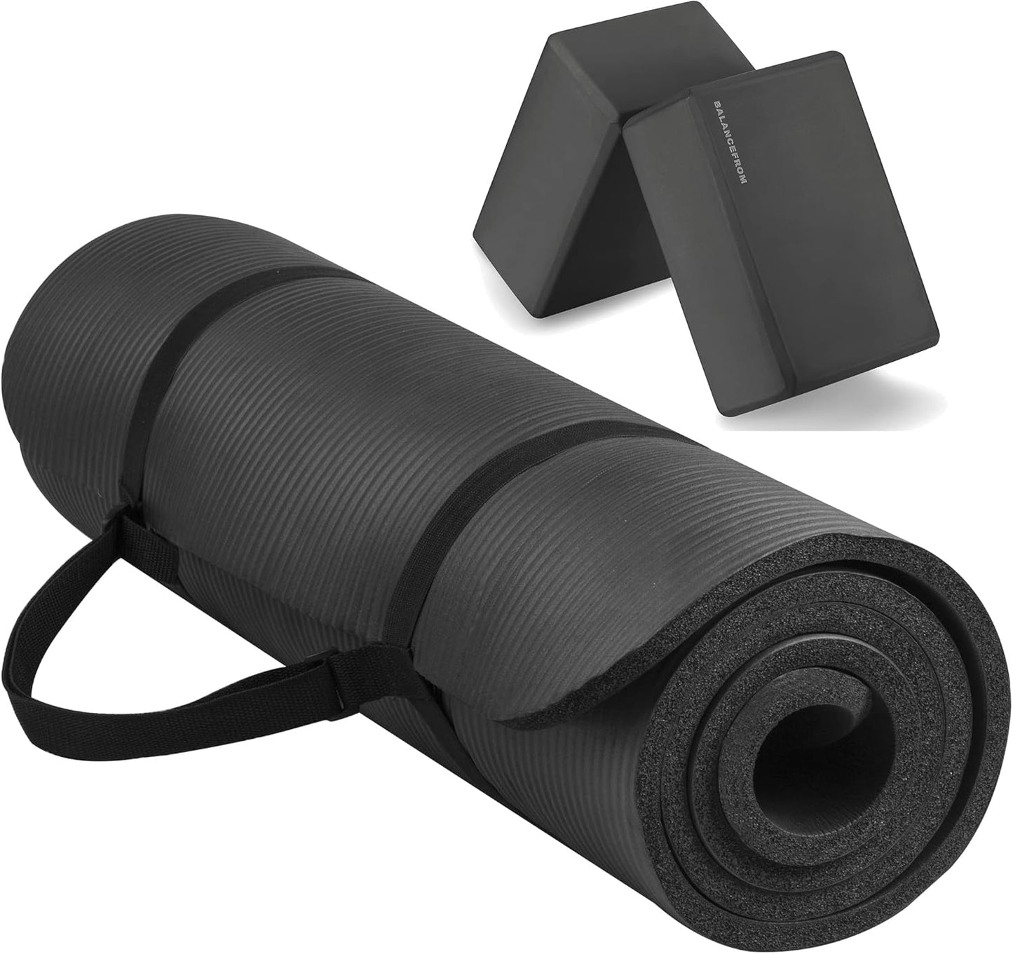 1/2-Inch Thick Yoga Mat Anti-Tear, Carry Strap, Multi-Color Options