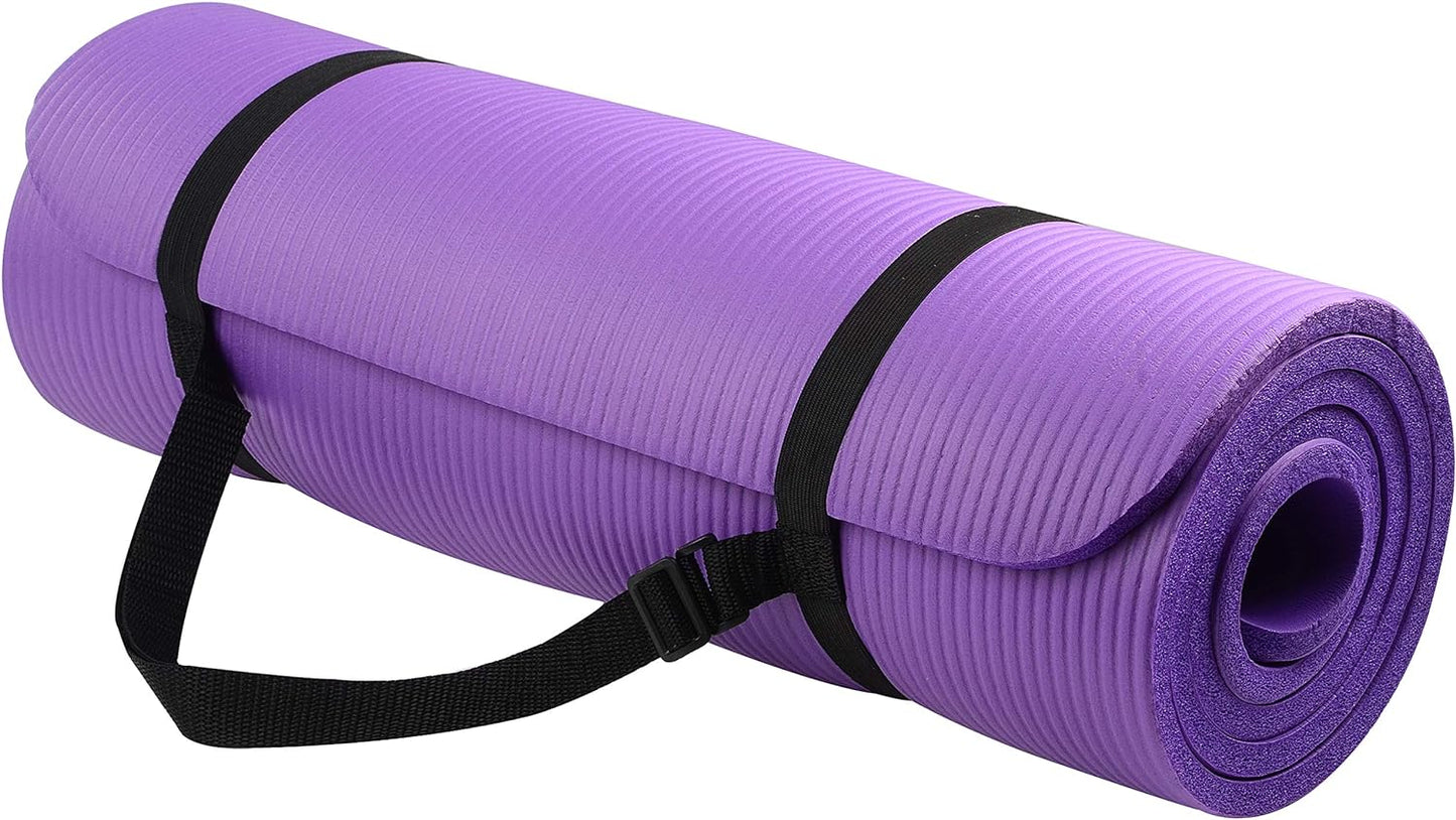 1/2-Inch Thick Yoga Mat Anti-Tear, Carry Strap, Multi-Color Options