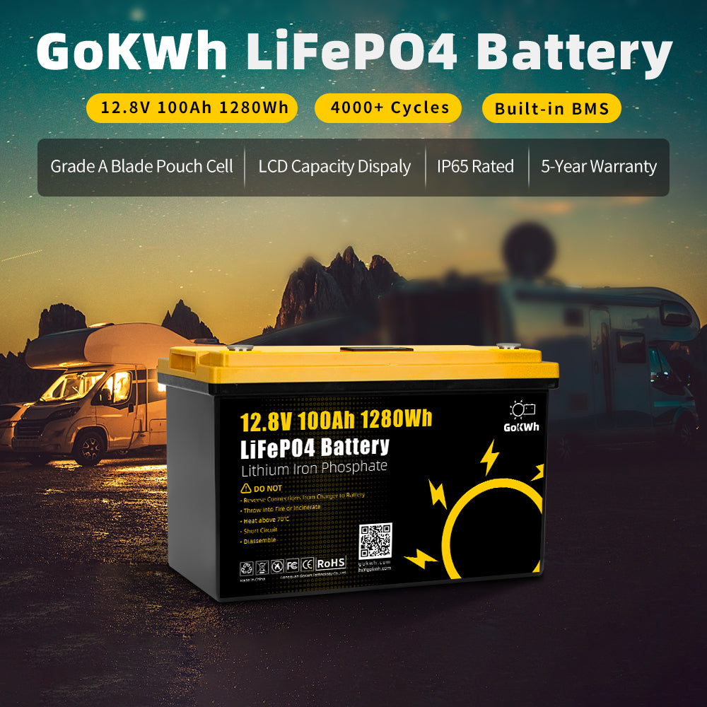 12V 100Ah LCD Built in BMS LiFePO4 Battery