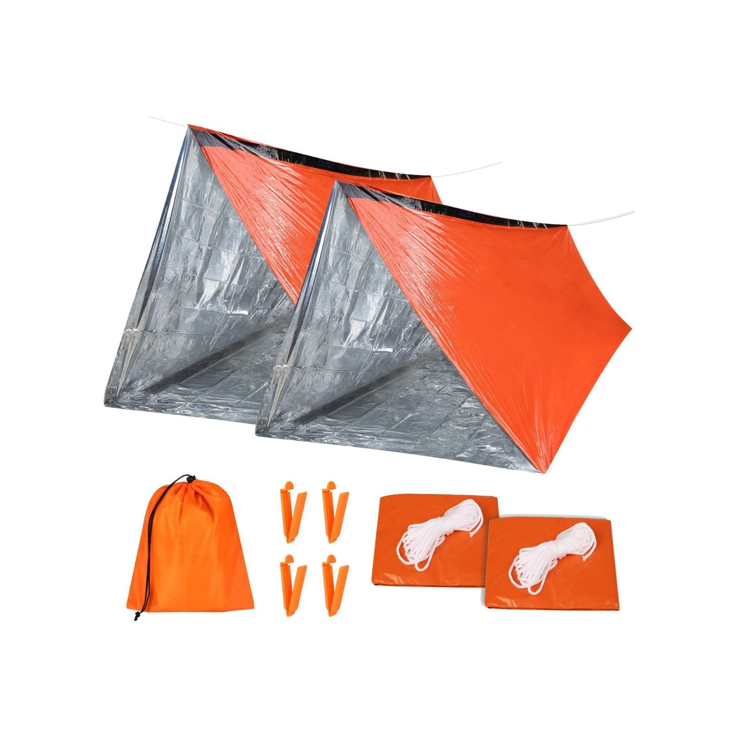 2-Person Emergency Shelter Tent - Waterproof & Thermal - 2pack