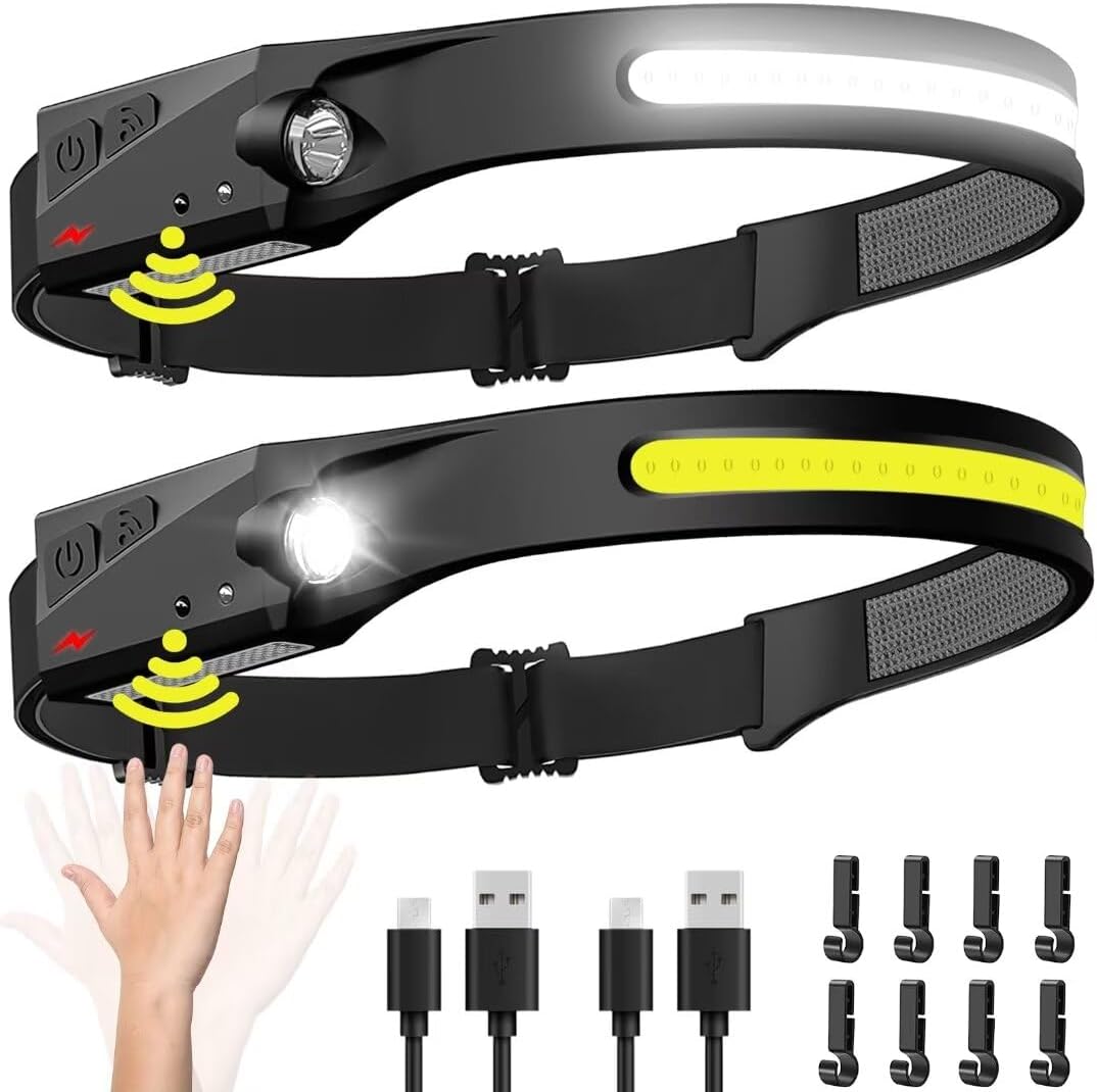 Rechargeable 230° LED Headlamp Motion Sensor Waterproof & Multi-Sport
