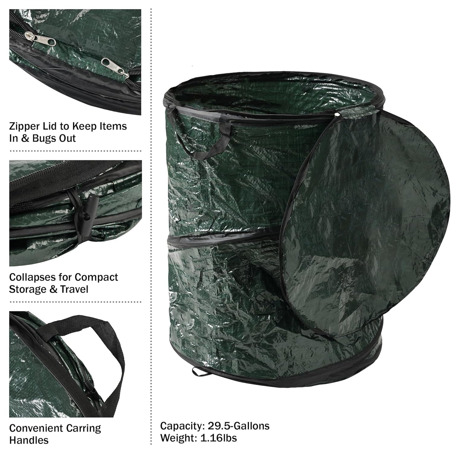 29,5 Gallonen fassender Pop-Up-Mülleimer für den Außenbereich – zusammenklappbarer Mülleimer für Partys, Gartenabfälle oder Wäsche – Campingzubehör von Renewable Finds