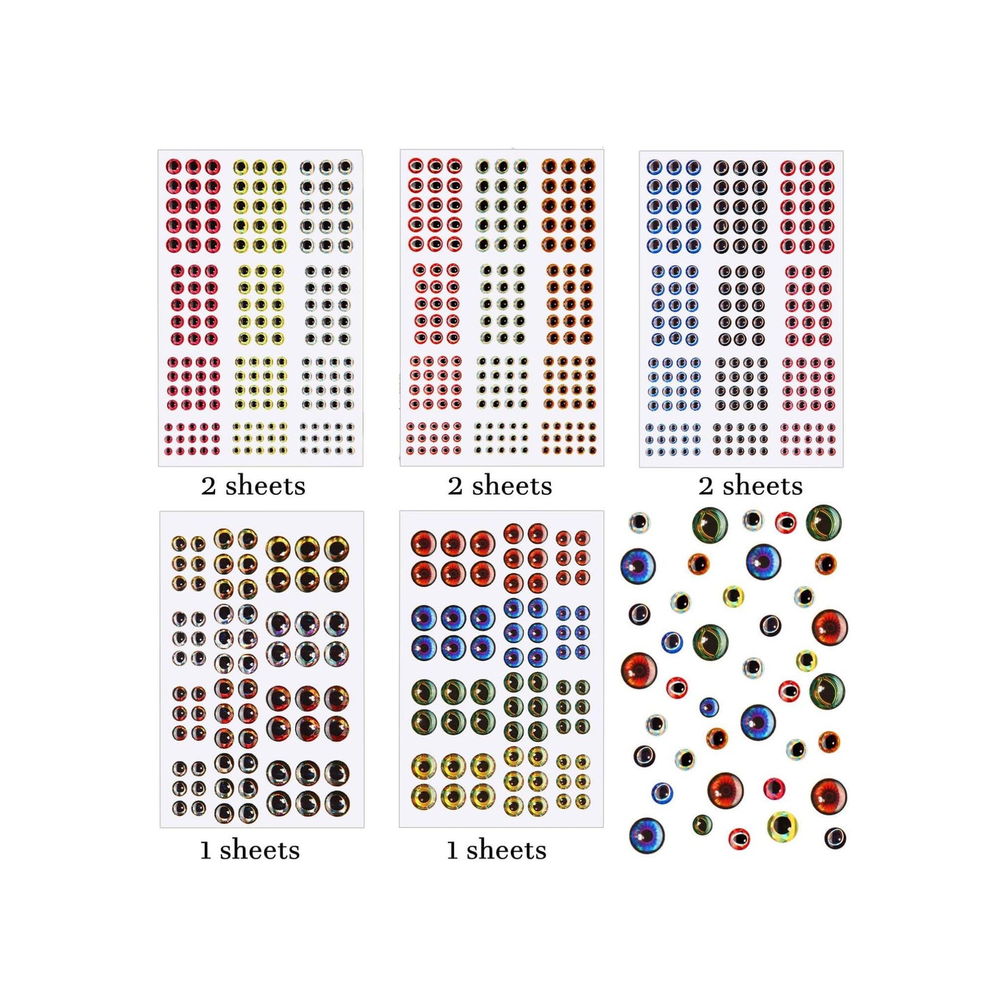 3D/4D Fishing Eyes 1242 Pieces, 6 Sizes Realistic Lure Eyes