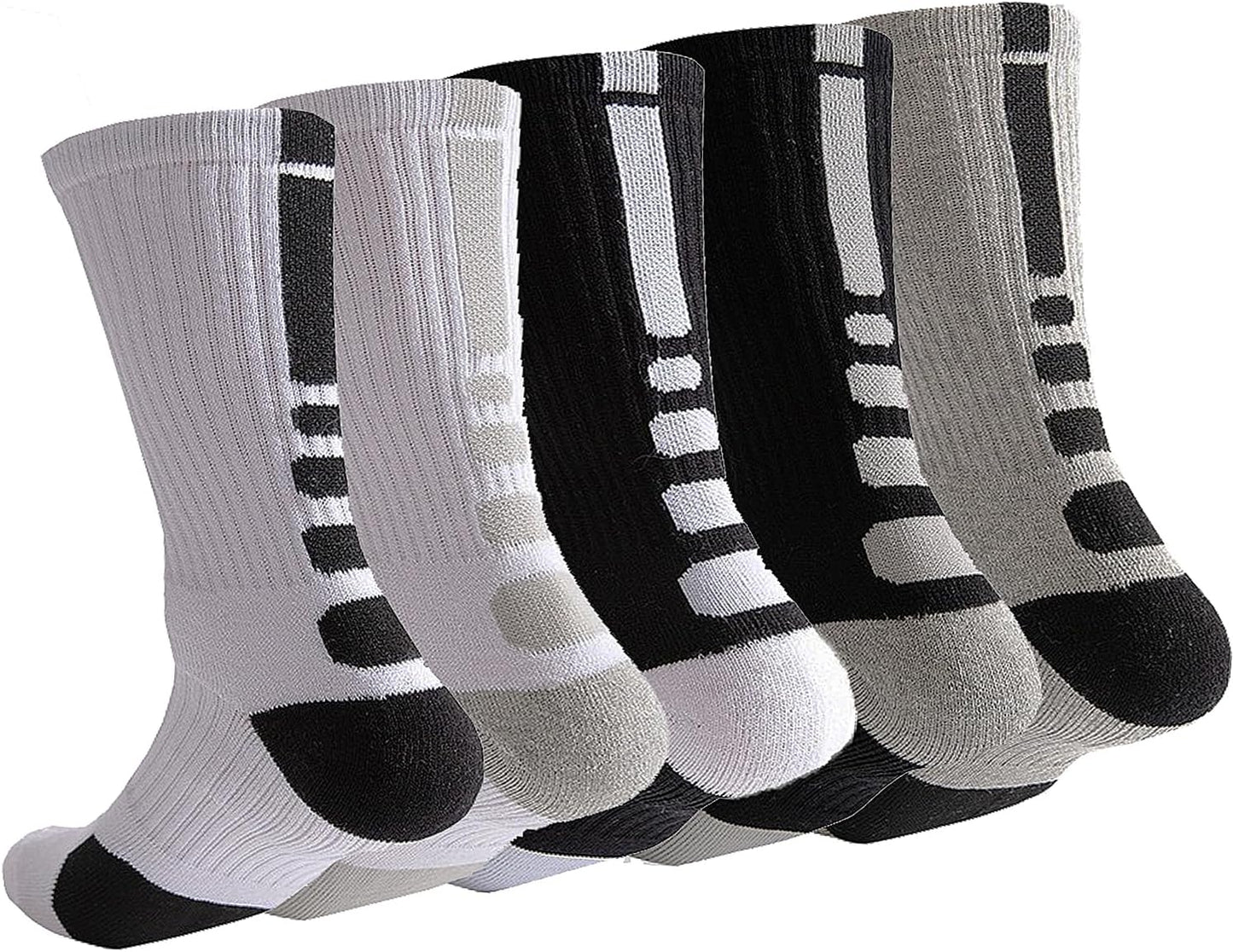 Men's Cushioned Athletic Socks - 5 Pack (6.5-11.5)