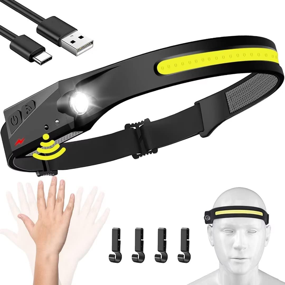 Rechargeable 230° LED Headlamp Motion Sensor Waterproof & Multi-Sport