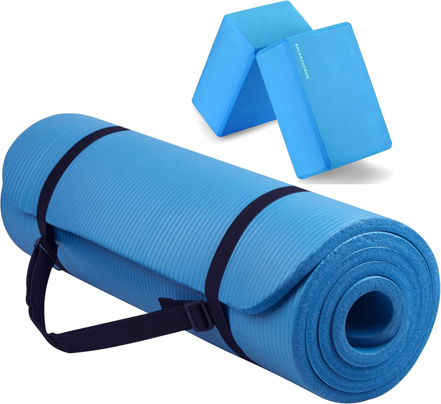 1/2-Inch Thick Yoga Mat Anti-Tear, Carry Strap, Multi-Color Options