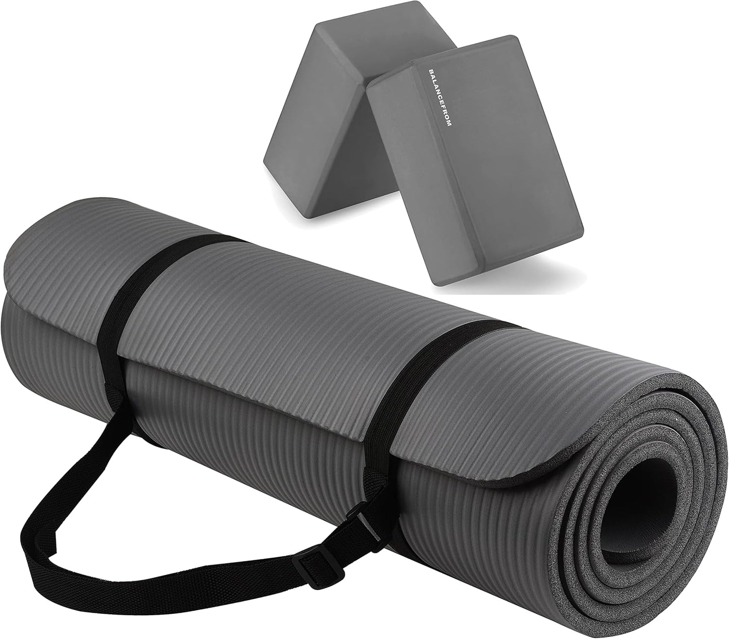 1/2-Inch Thick Yoga Mat Anti-Tear, Carry Strap, Multi-Color Options