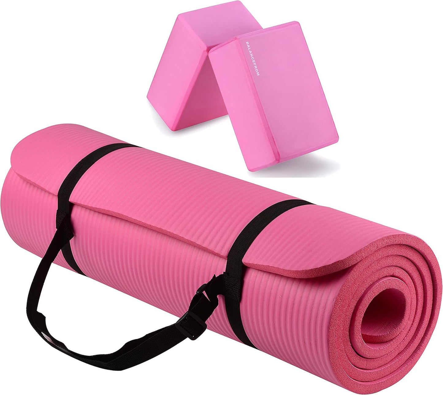 1/2-Inch Thick Yoga Mat Anti-Tear, Carry Strap, Multi-Color Options