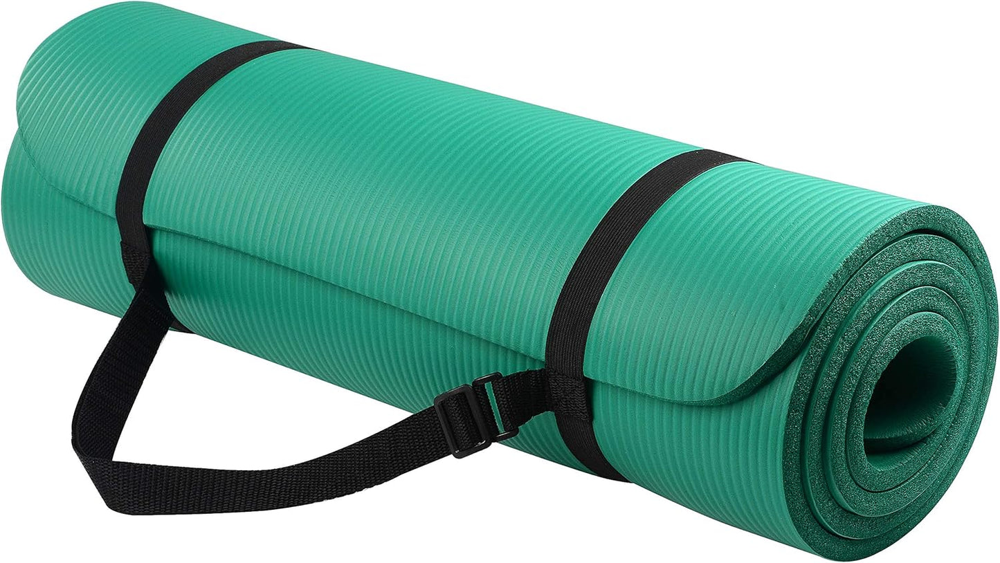 1/2-Inch Thick Yoga Mat Anti-Tear, Carry Strap, Multi-Color Options