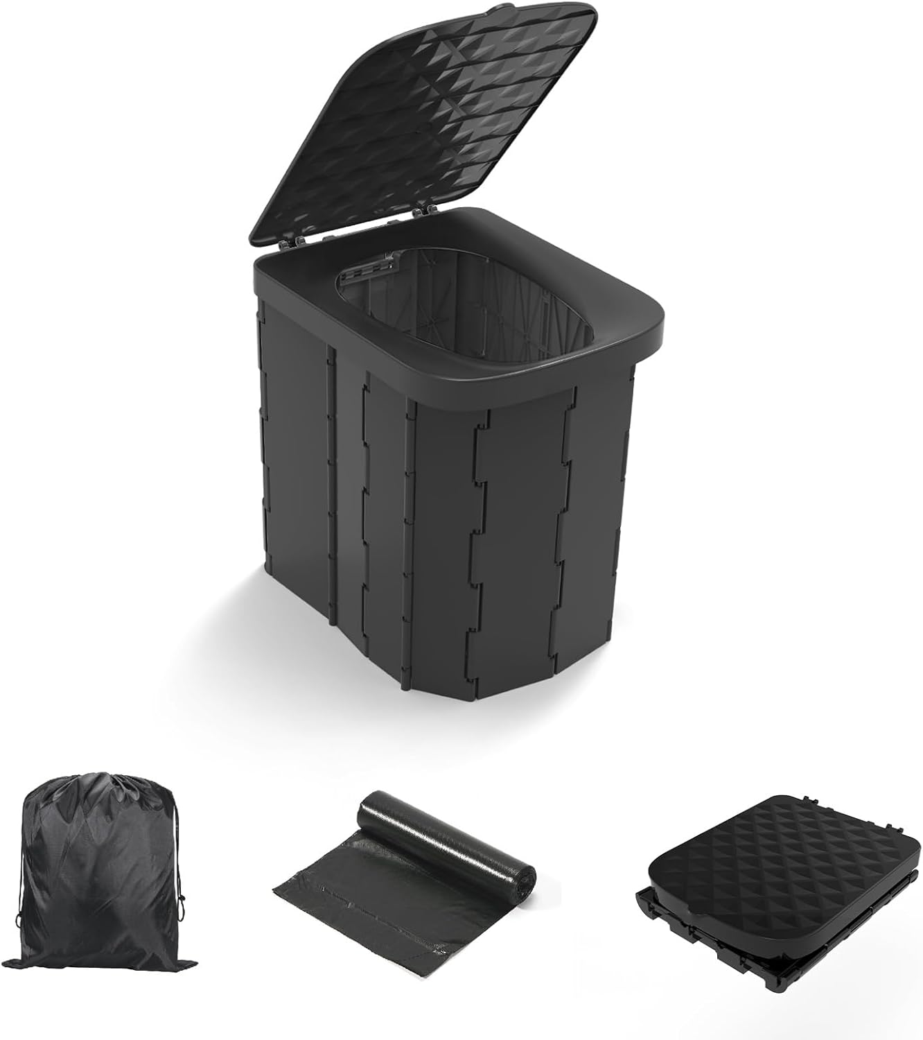 XL Portable Folding Toilet with Lid - Adult Camping Potty