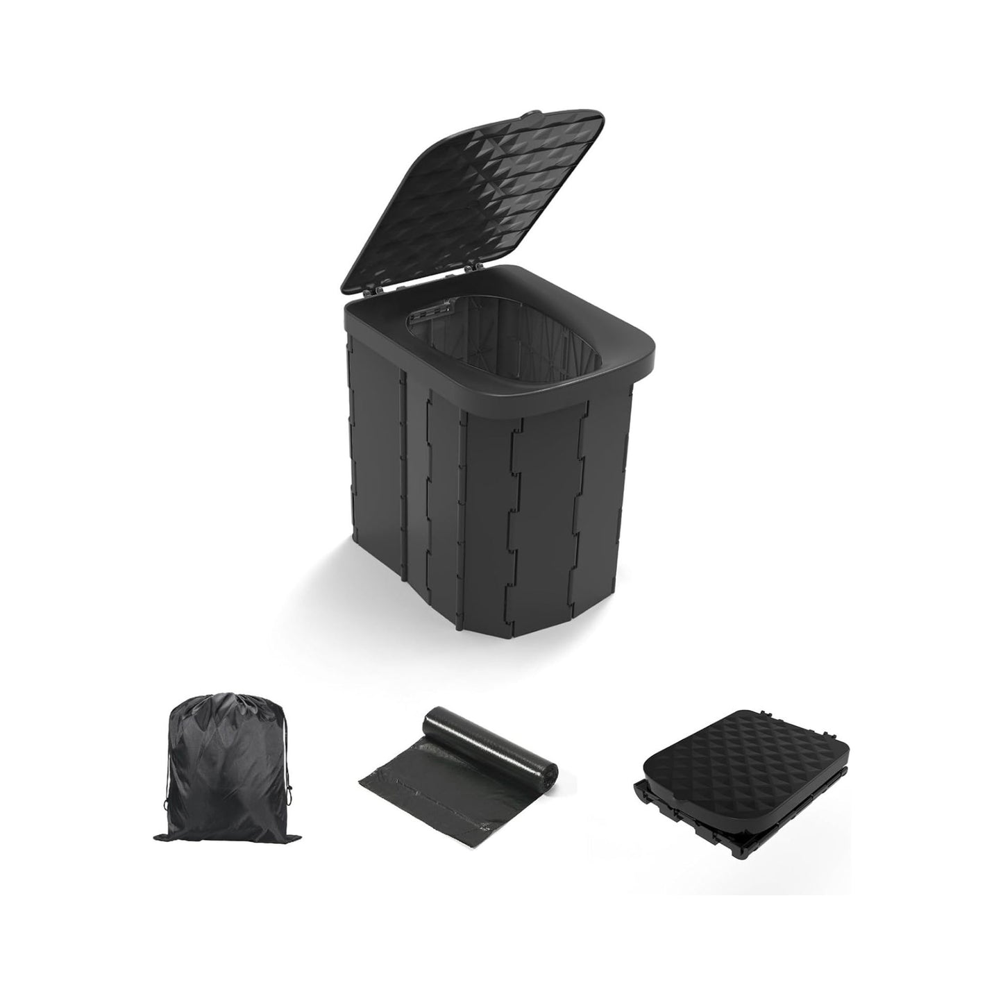 XL Portable Folding Toilet with Lid - Adult Camping Potty