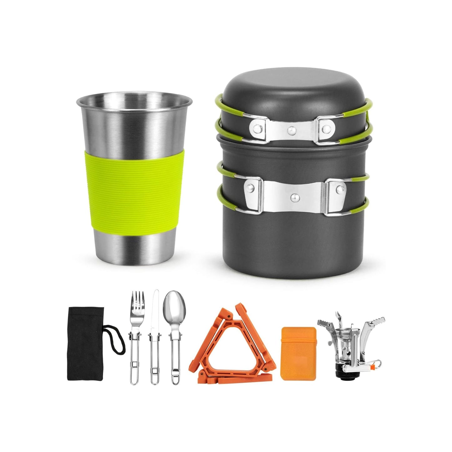 Backpacking Stove Kit 3-in-1 Stand & Mess Utensils Outdoor Cooking