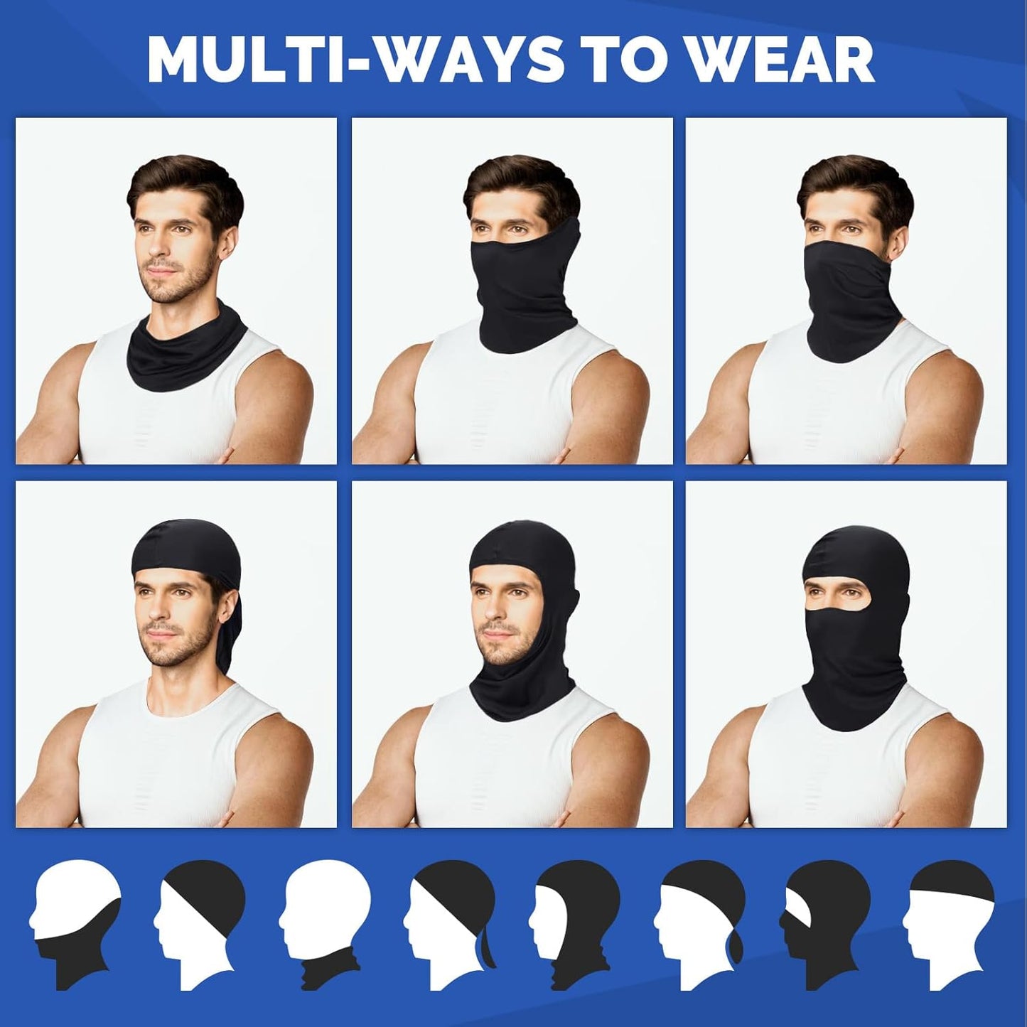 6-Pack Full-Face Balaclava Ski Mask - Cooling Neck Gaiter & Head Cover
