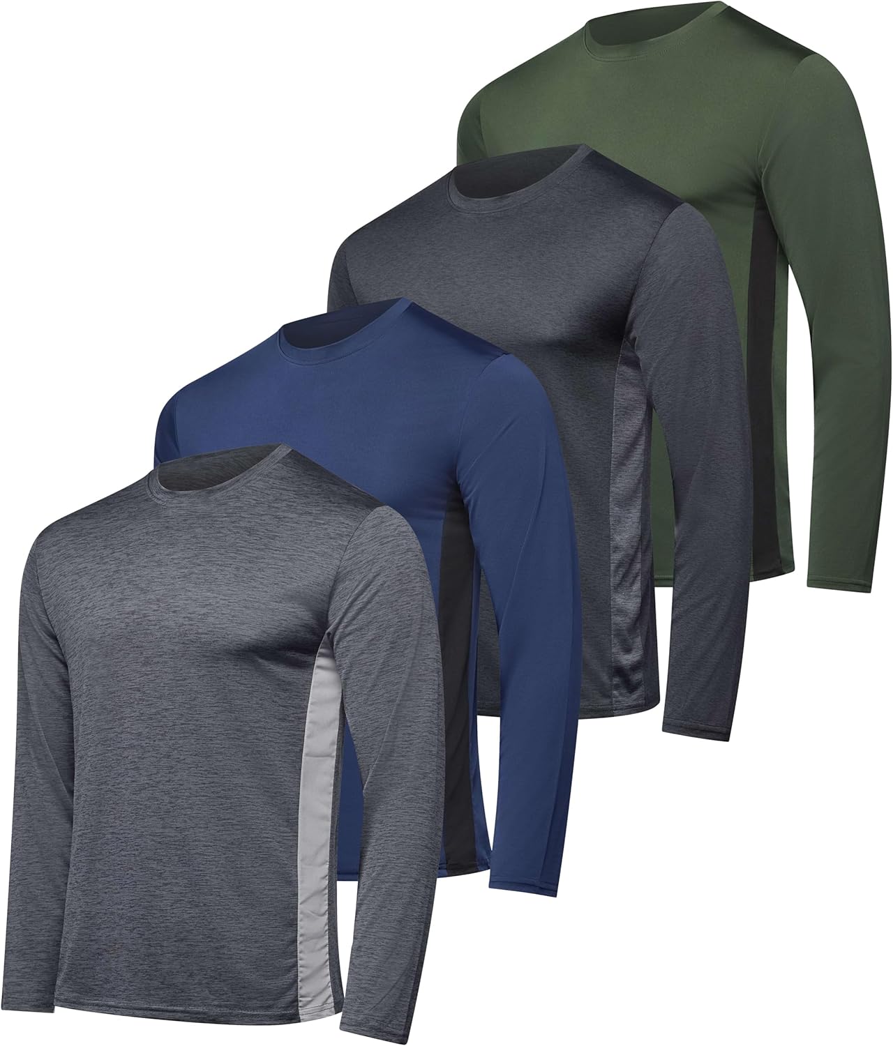 Men's UV-Protective Dry-Fit Long Sleeve Shirts - 4Pack