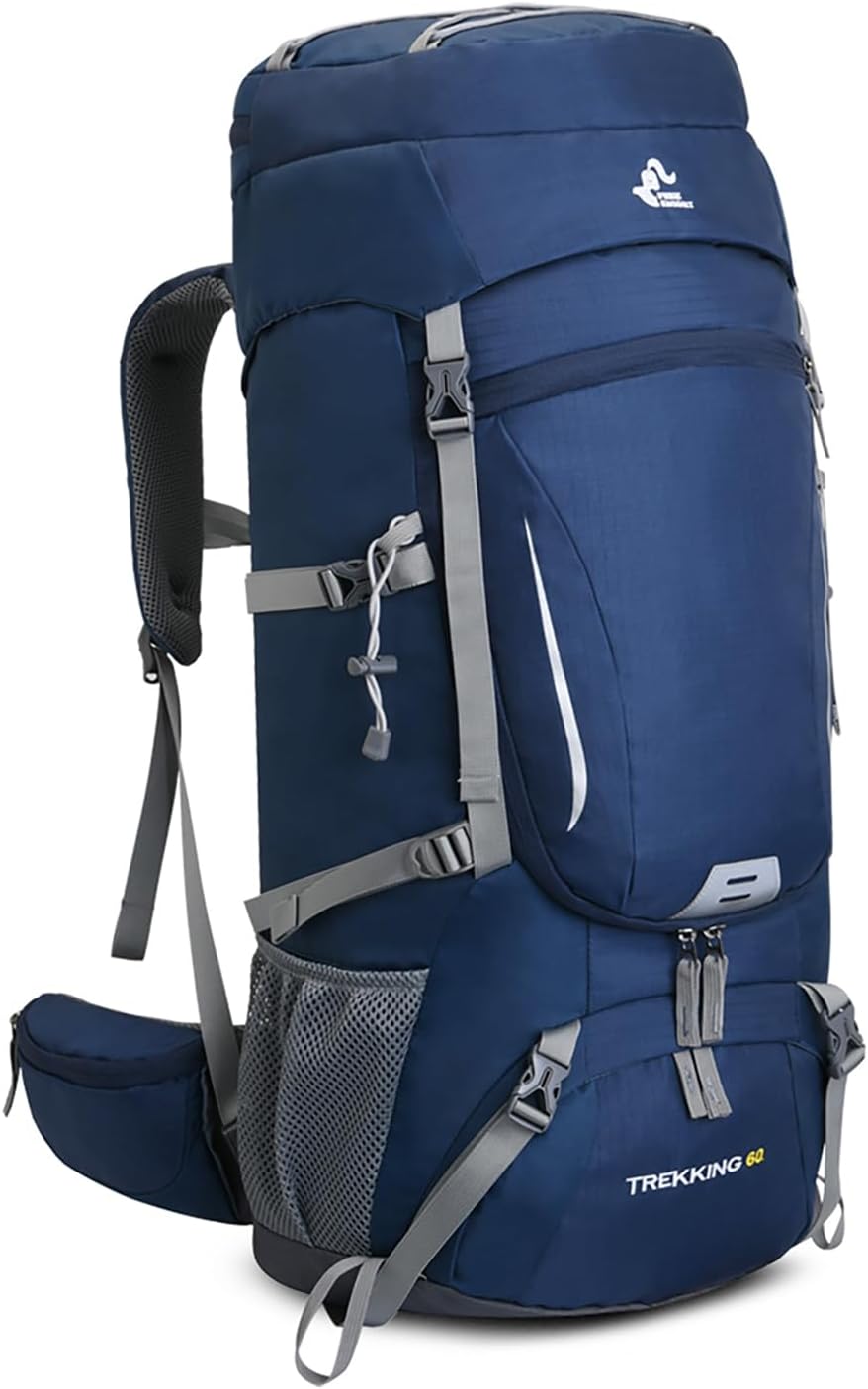 60L Waterproof Hiking Backpack with Rain Cover - Lightweight Outdoor Adventure Pack