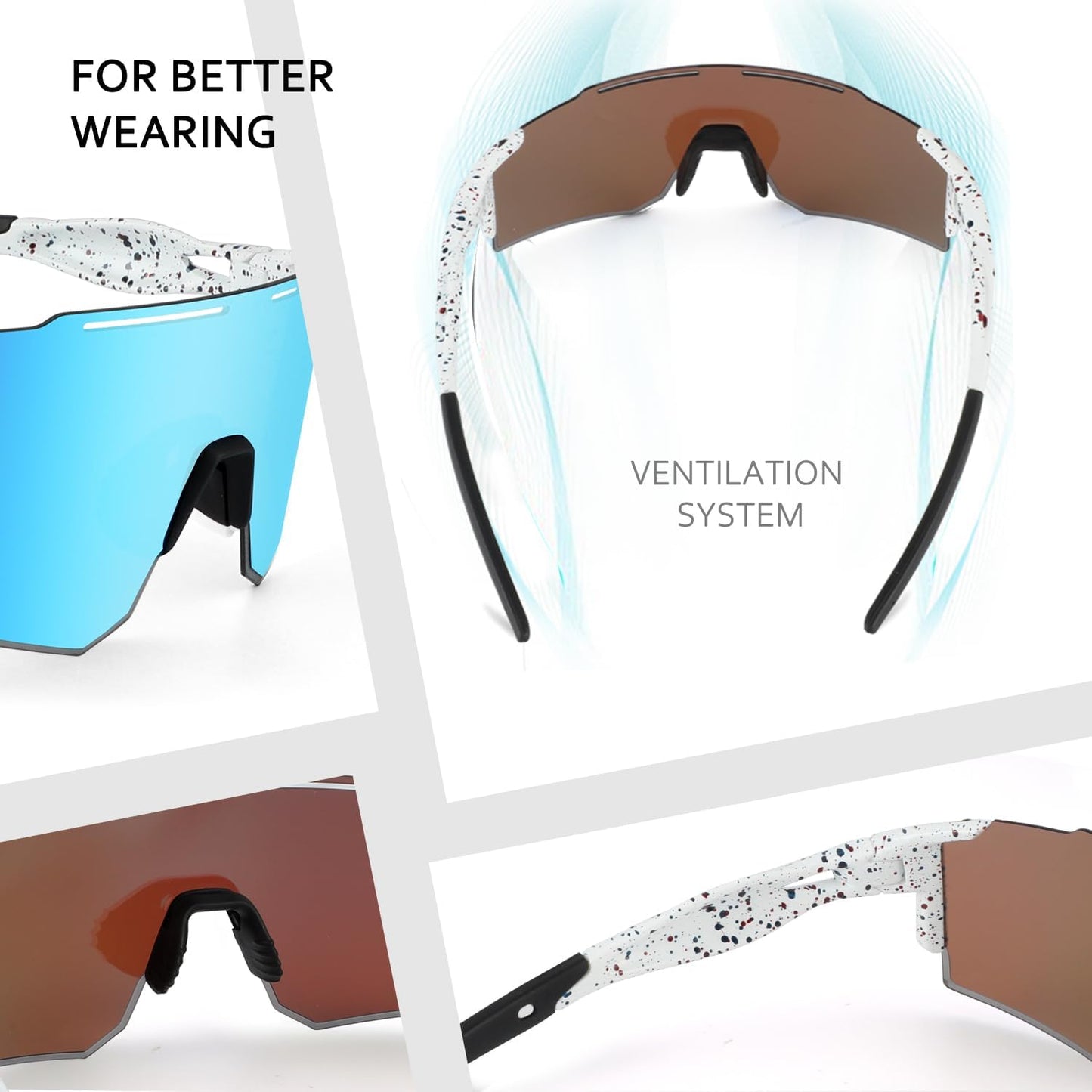 3-Lens Cycling Sunglasses Polarized & Unisex Sports & Outdoors