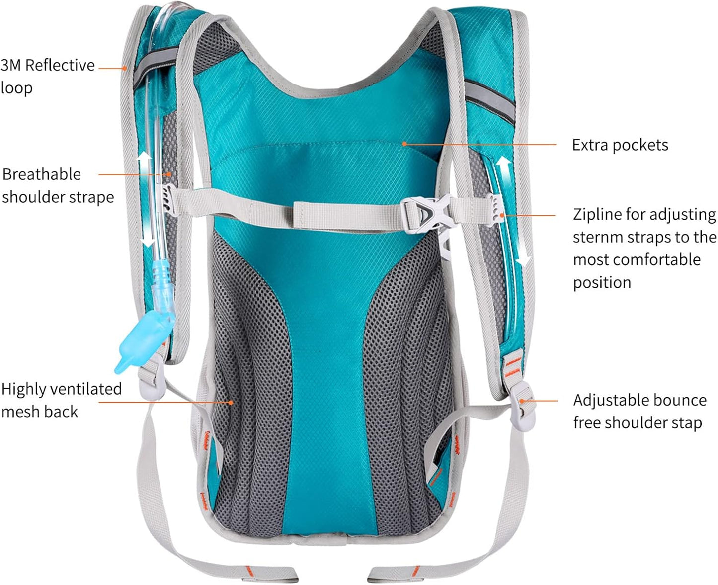 2L Unisex Hydration Backpack -Lightweight, Insulated -Great for Outdoors