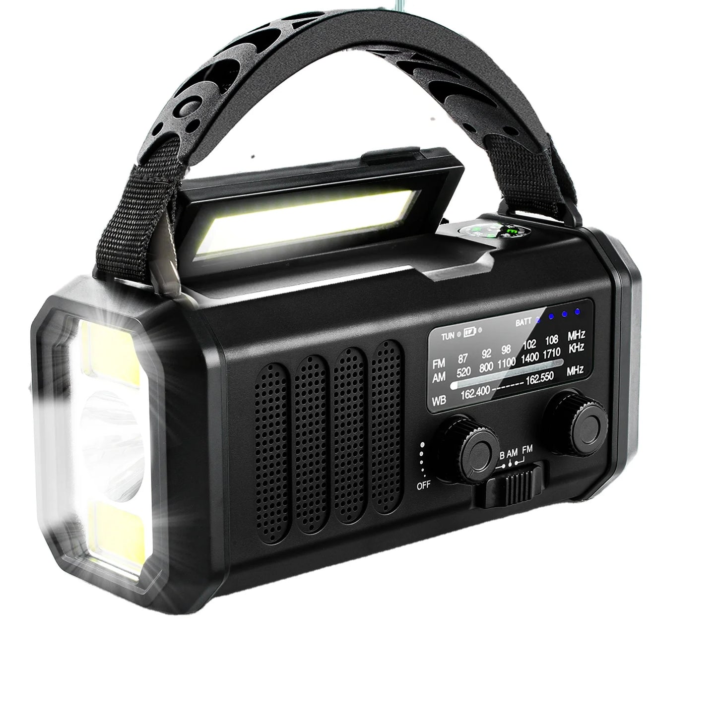 Solar-Crank Emergency Radio with LED Flashlight
