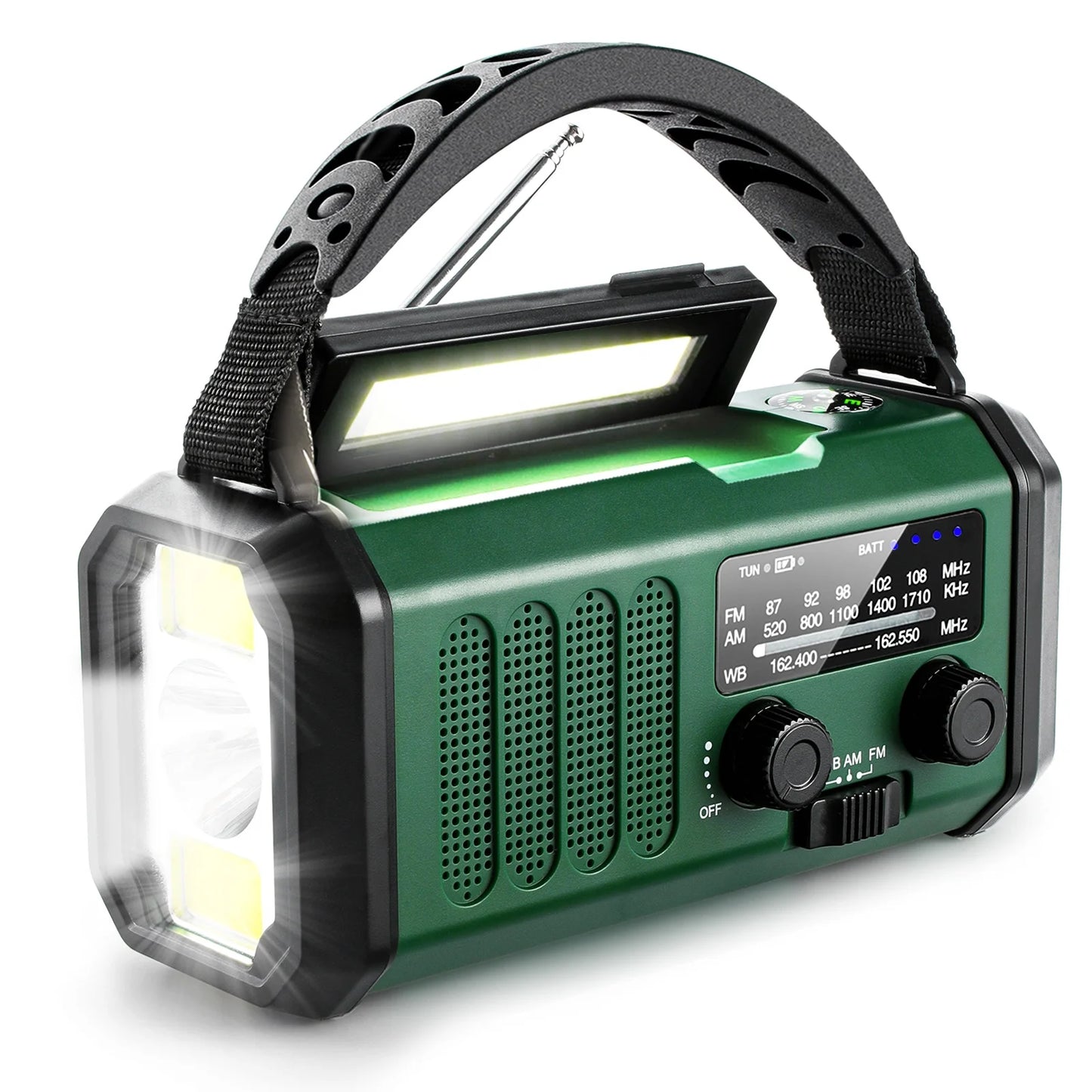 Solar-Crank Emergency Radio with LED Flashlight