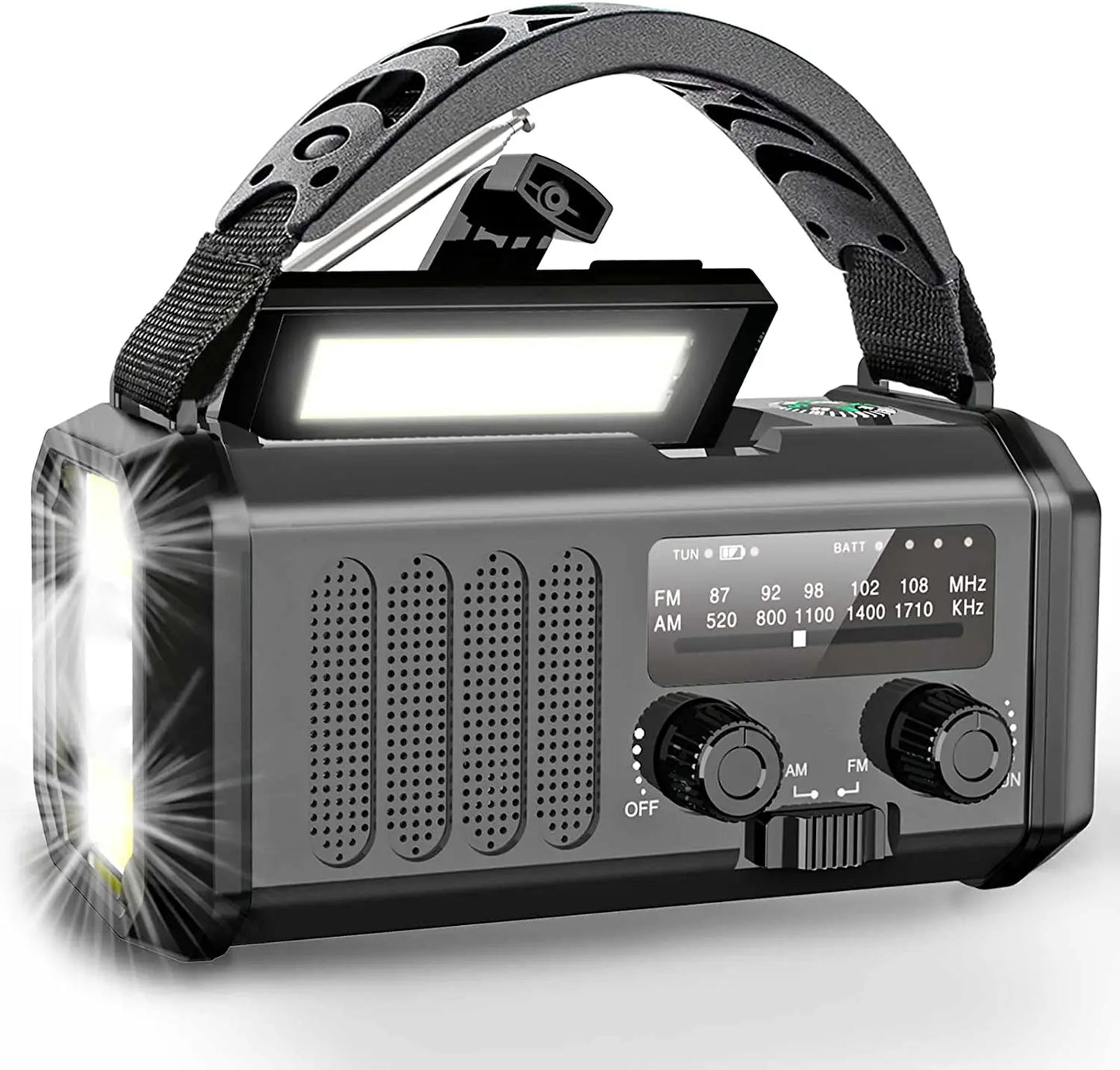 Solar-Crank Emergency Radio with LED Flashlight