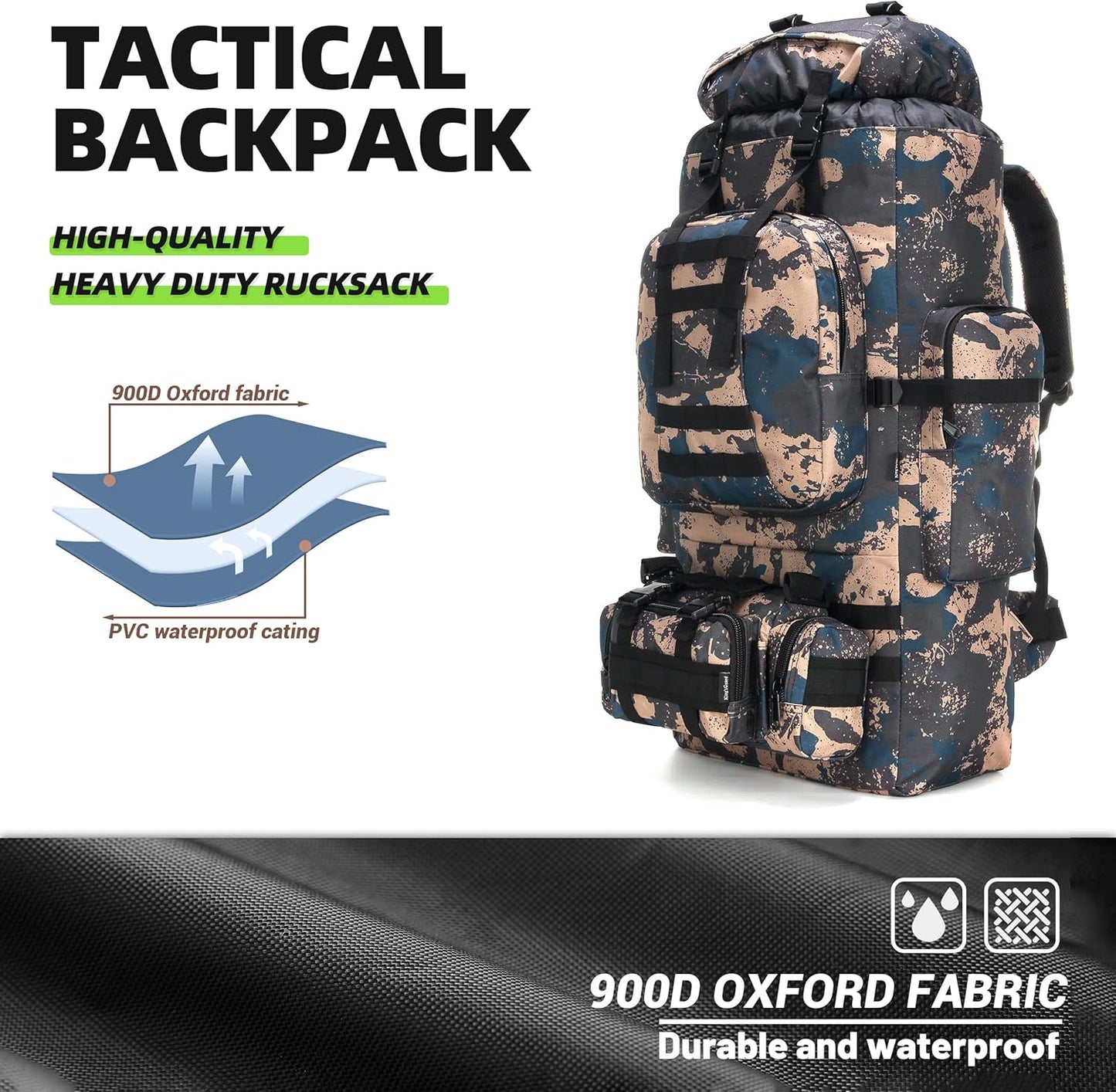 100L Military-Style Hiking Backpack