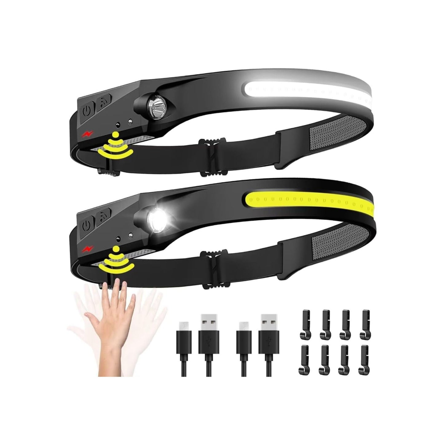 Rechargeable 230° LED Headlamp Motion Sensor Waterproof & Multi-Sport