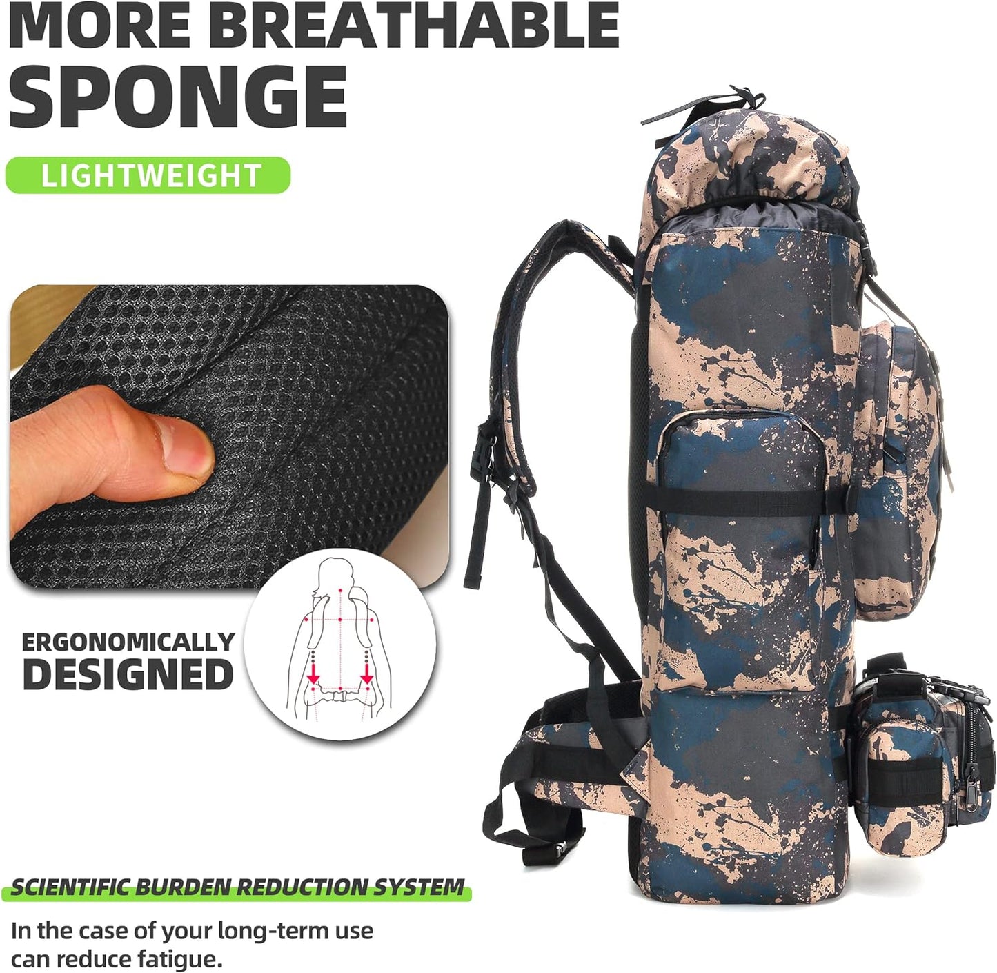 100L Military-Style Hiking Backpack