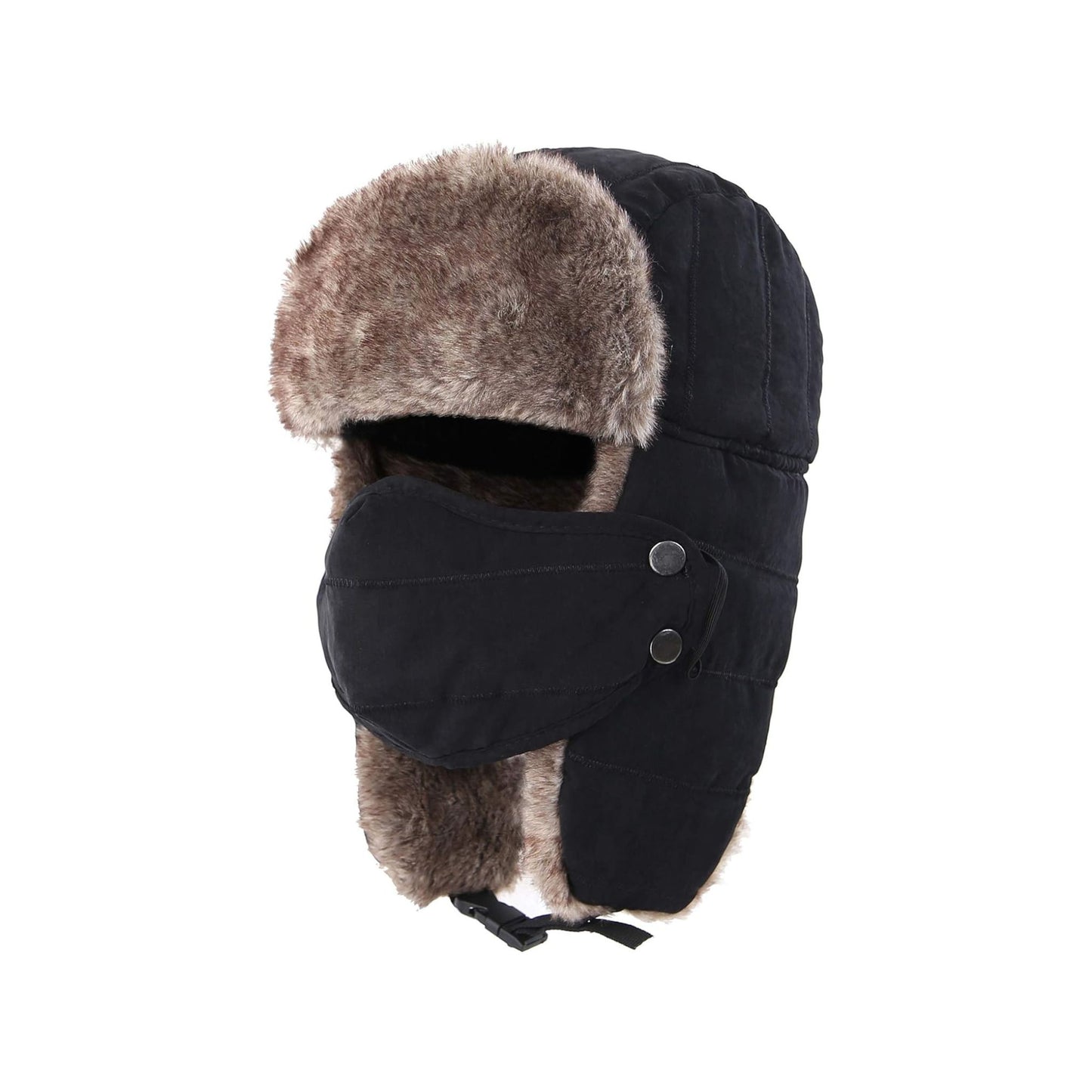Men's Trooper Trapper Hat - Removable Mask & Earflaps - Faux Fur