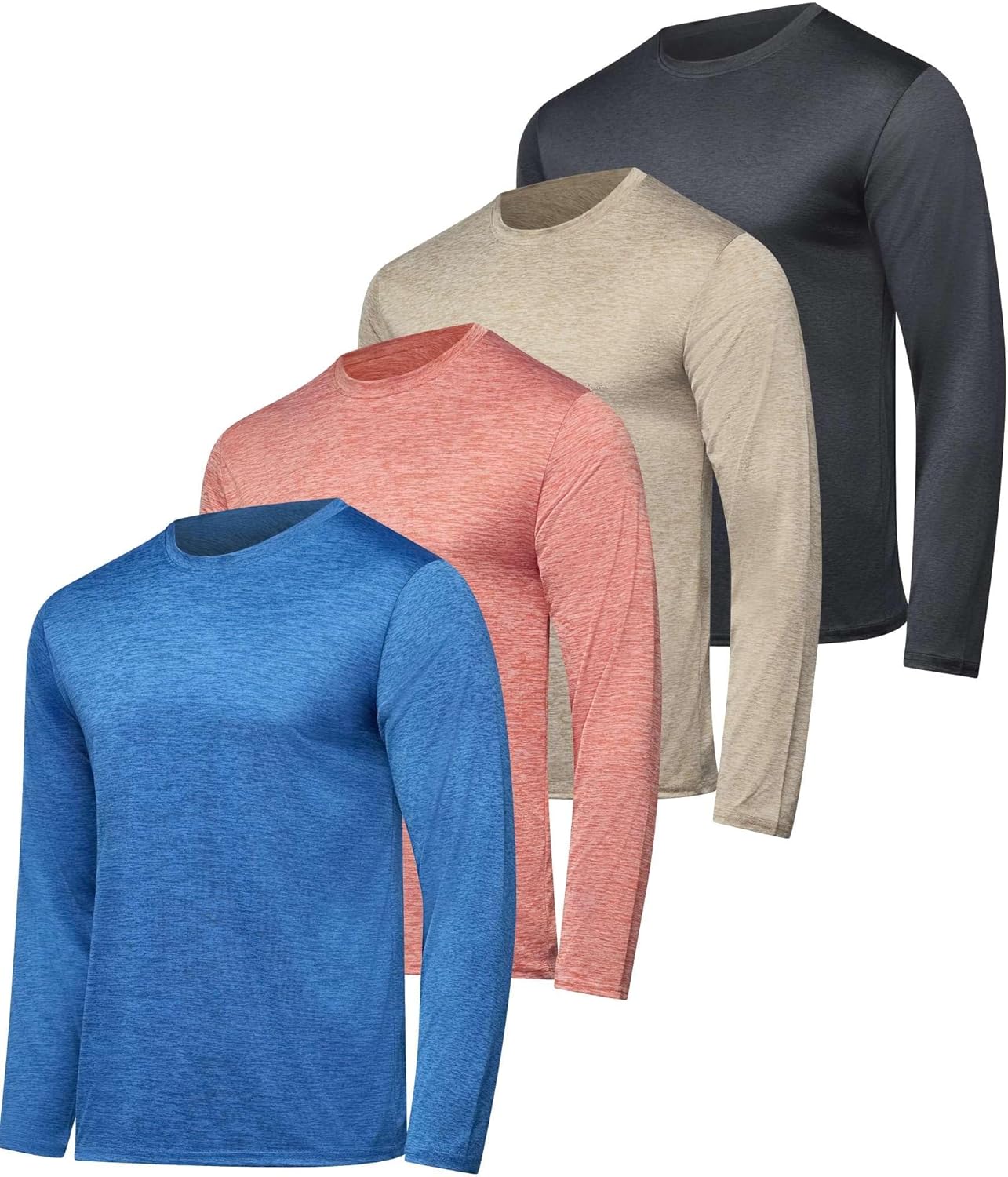 Men's UV-Protective Dry-Fit Long Sleeve Shirts - 4Pack