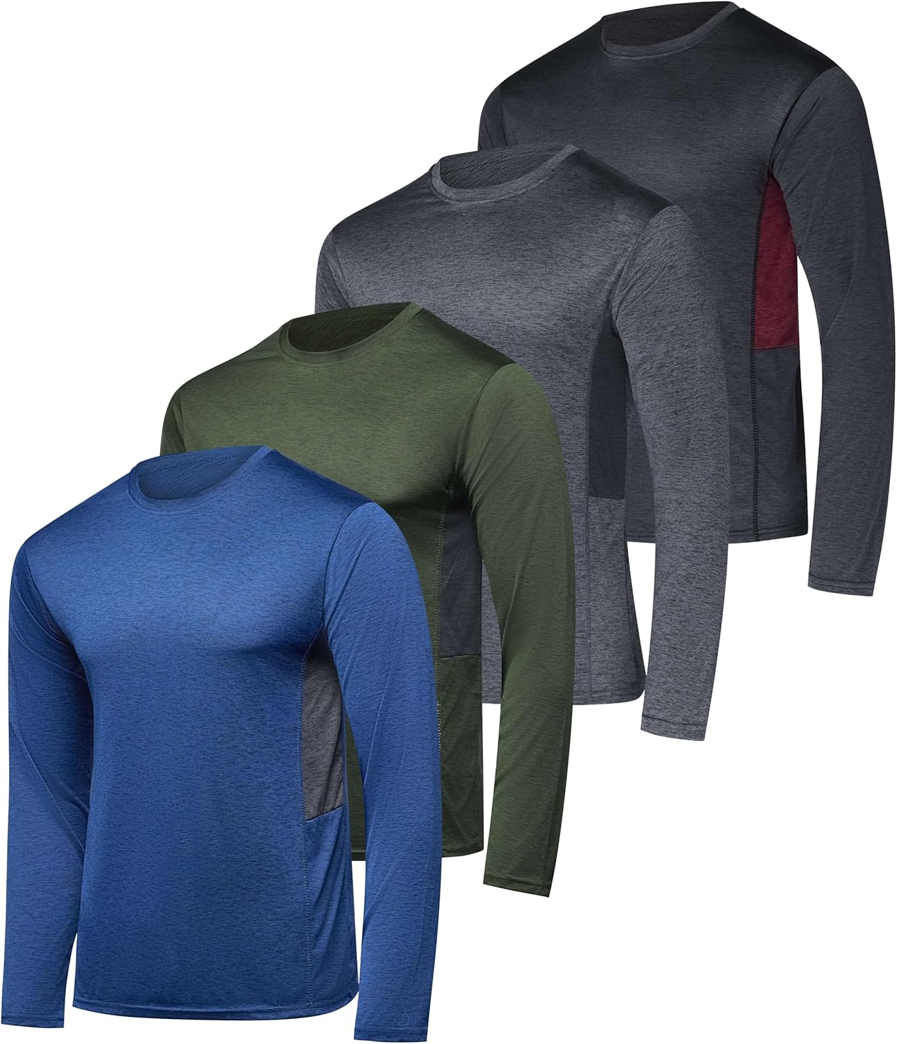 Men's UV-Protective Dry-Fit Long Sleeve Shirts - 4Pack