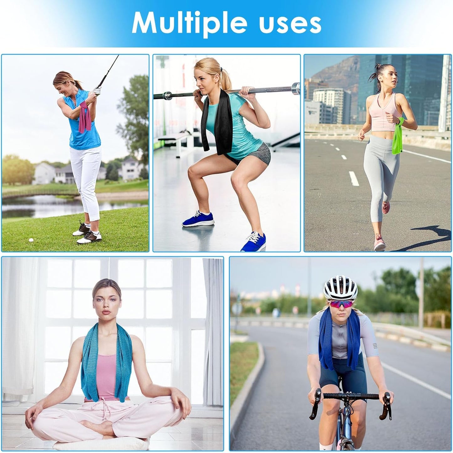 4-Pack Cooling Towels Workout & Sports Assorted Colors