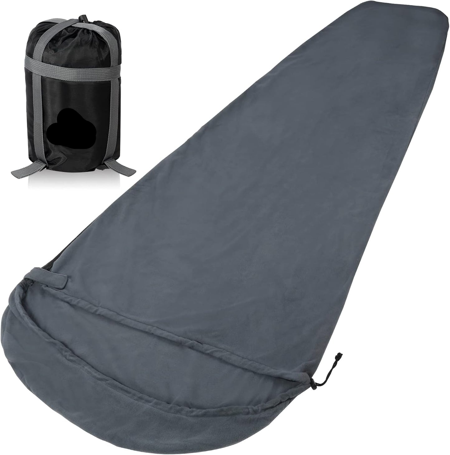 Adult Fleece Sleeping Bag Liner - 75" Full-Zip for All-Weather Camping