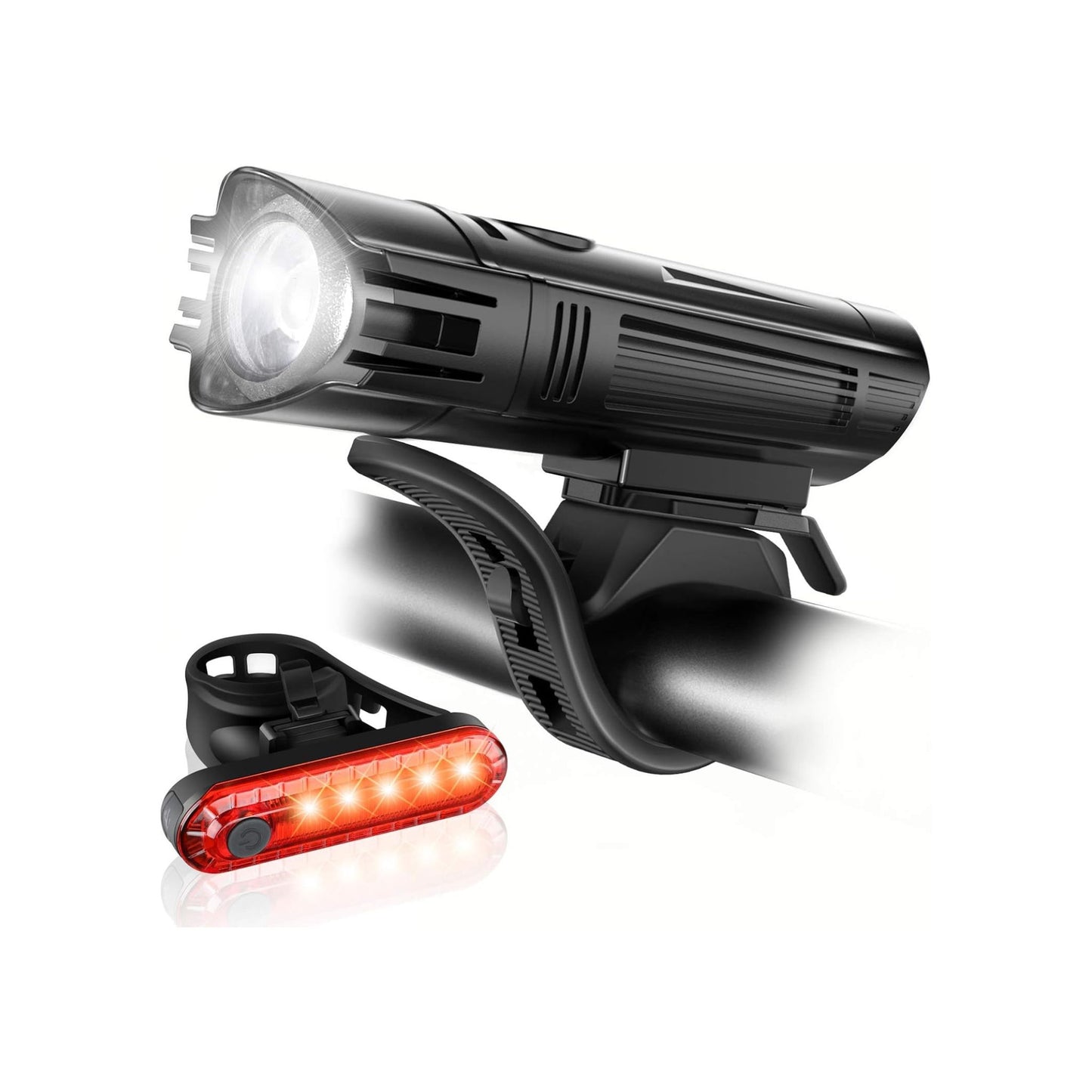 USB Rechargeable Bike Lights 4 Modes, Easy Install Black