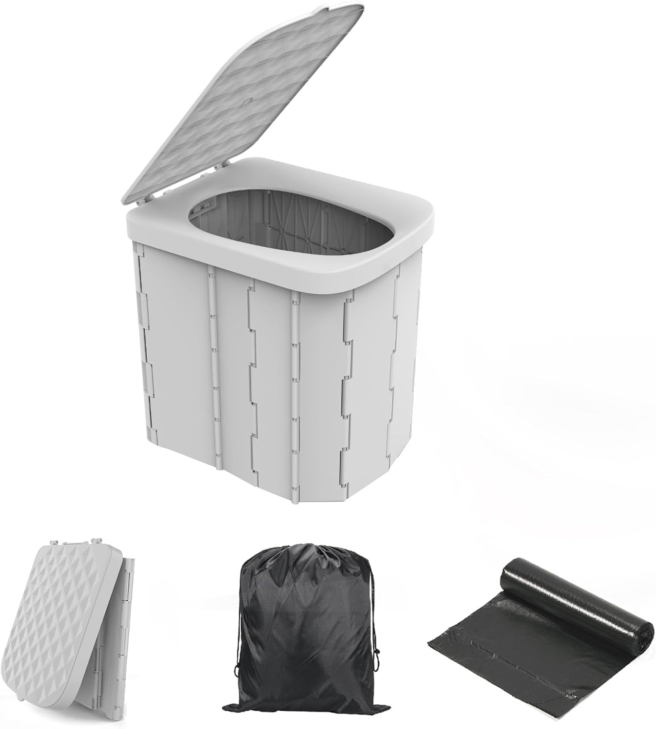 XL Portable Folding Toilet with Lid - Adult Camping Potty