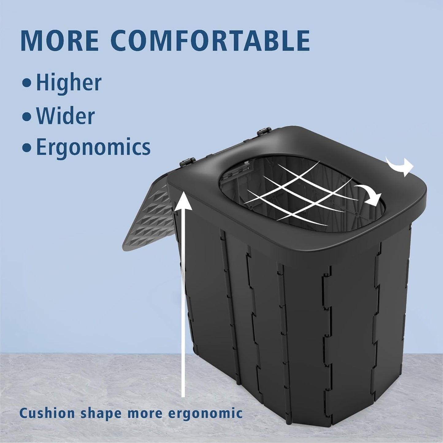 XL Portable Folding Toilet with Lid - Adult Camping Potty