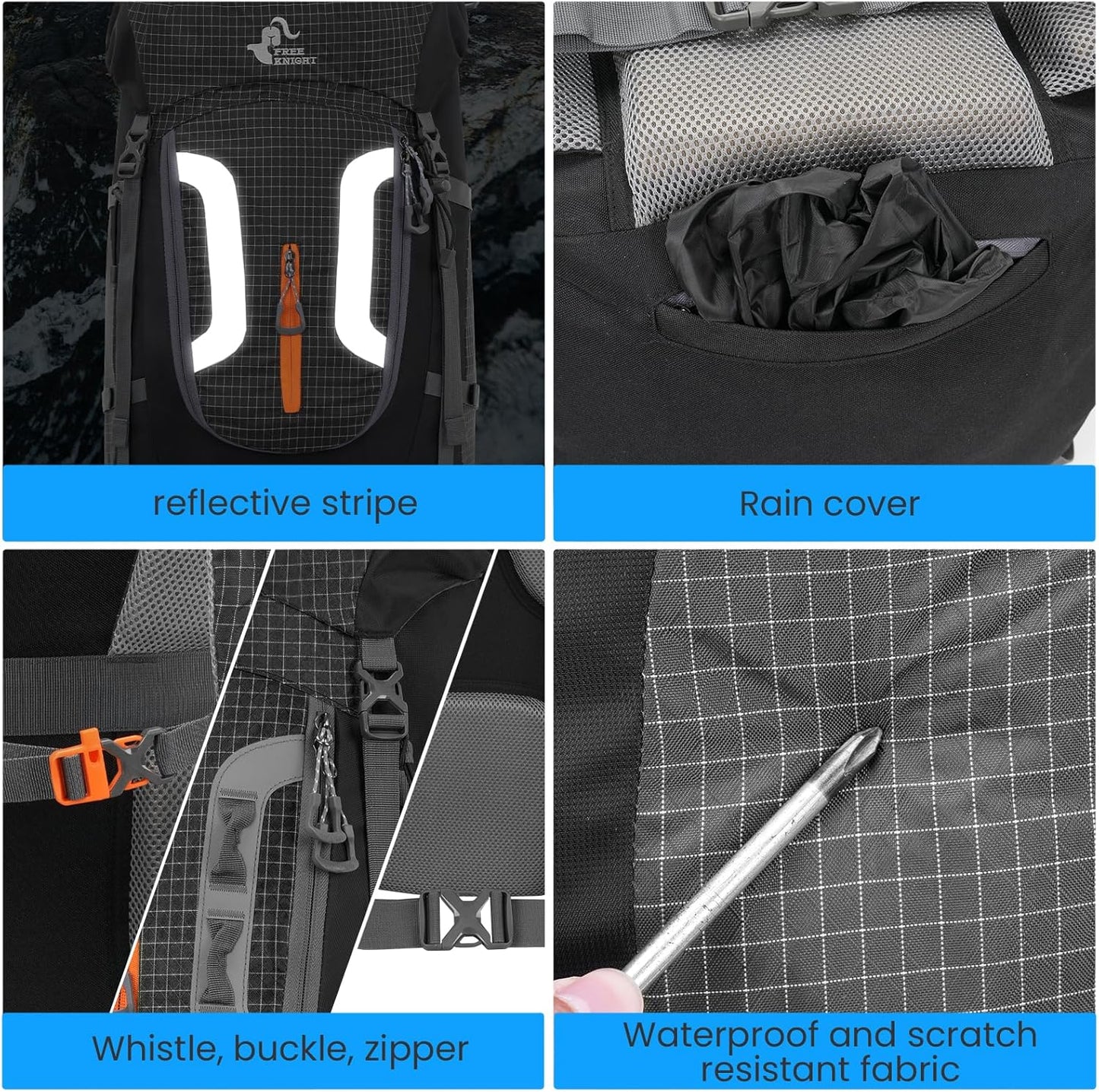 80L Waterproof Hiking Backpack with Rain Cover