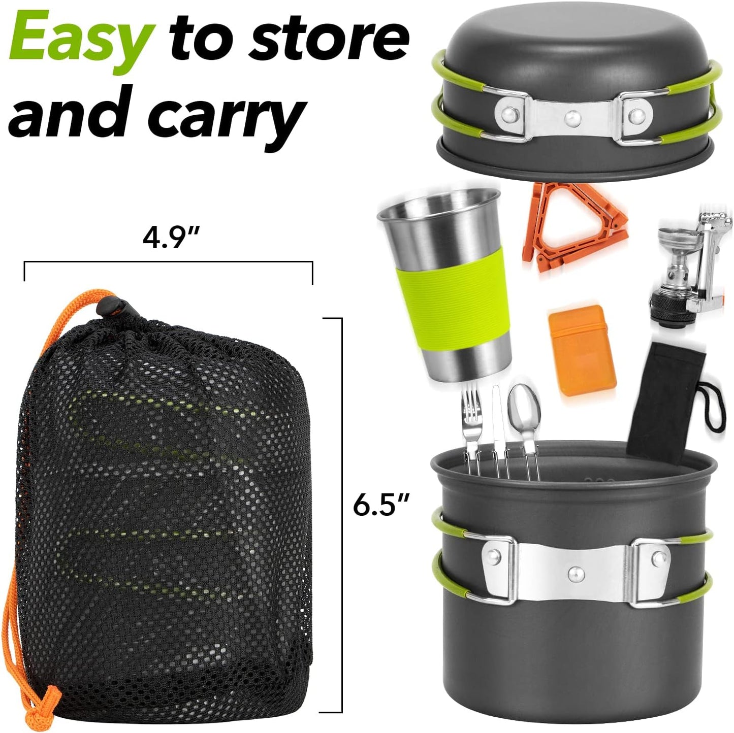 Backpacking Stove Kit 3-in-1 Stand & Mess Utensils Outdoor Cooking