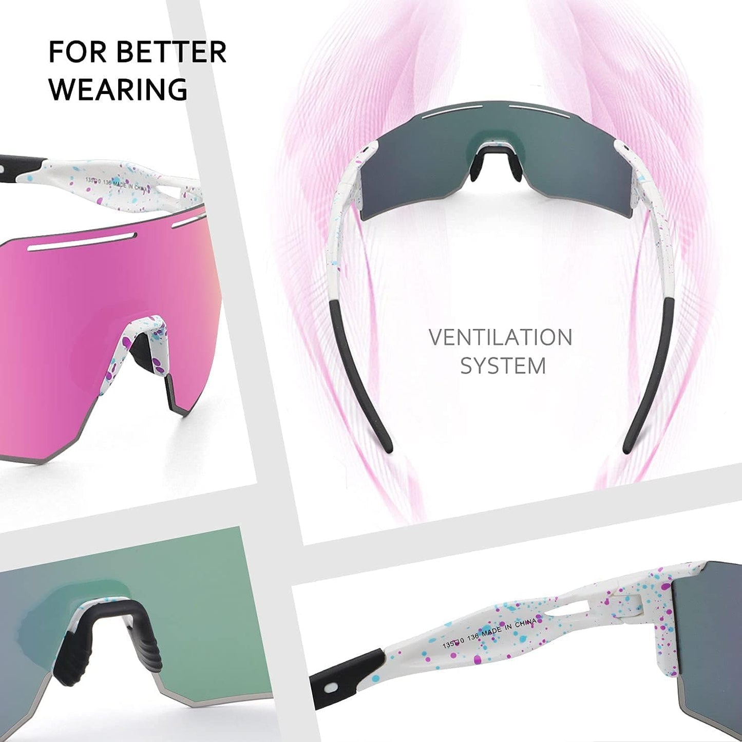 3-Lens Cycling Sunglasses Polarized & Unisex Sports & Outdoors
