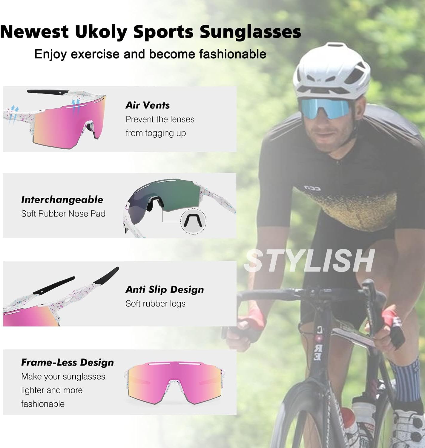 3-Lens Cycling Sunglasses Polarized & Unisex Sports & Outdoors
