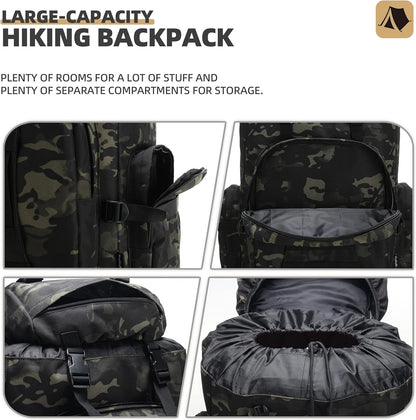 100L Military-Style Hiking Backpack with MOLLE System