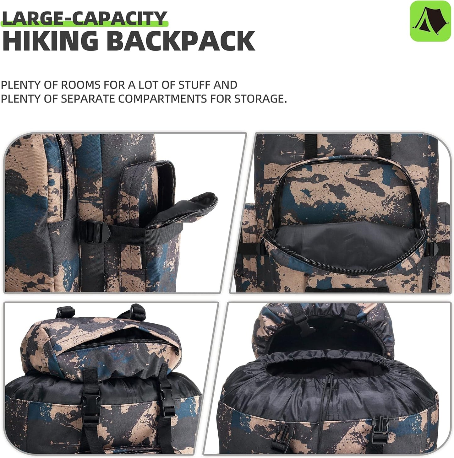 100L Military-Style Hiking Backpack