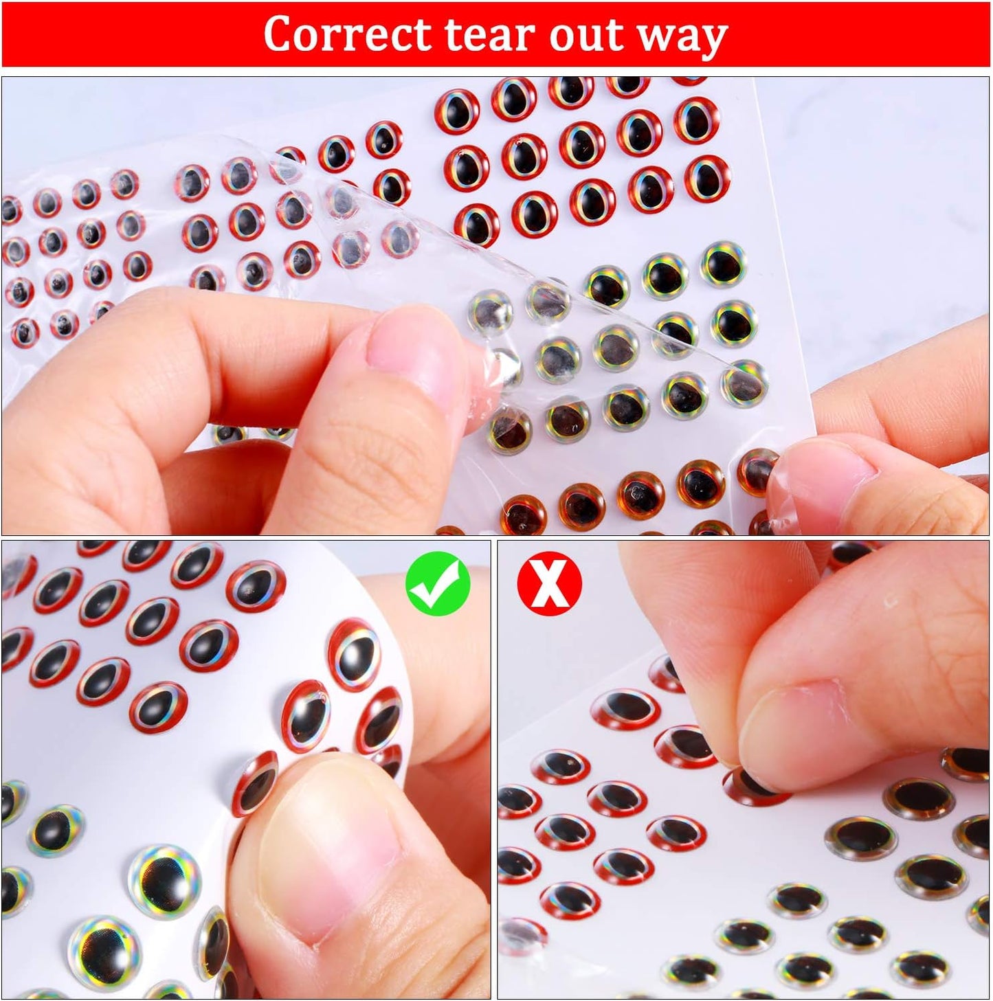 3D/4D Fishing Eyes  1242 Pieces, 6 Sizes  Realistic Lure Eyes