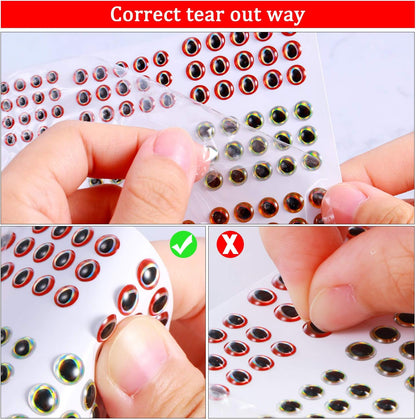 3D/4D Fishing Eyes  1242 Pieces, 6 Sizes  Realistic Lure Eyes