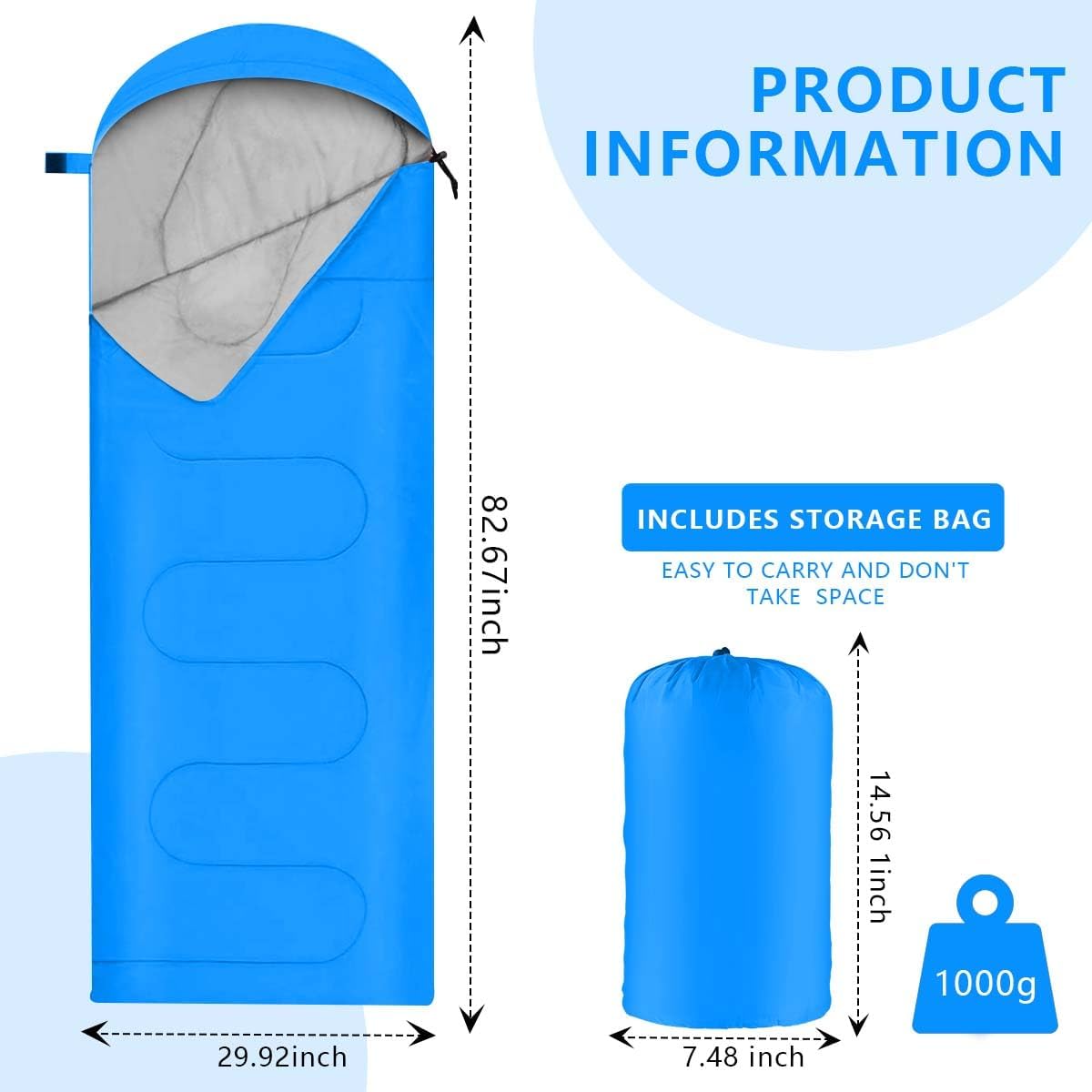 4-Season Waterproof SleepingBag  Portable & Lightweight  Suitable for All Ages