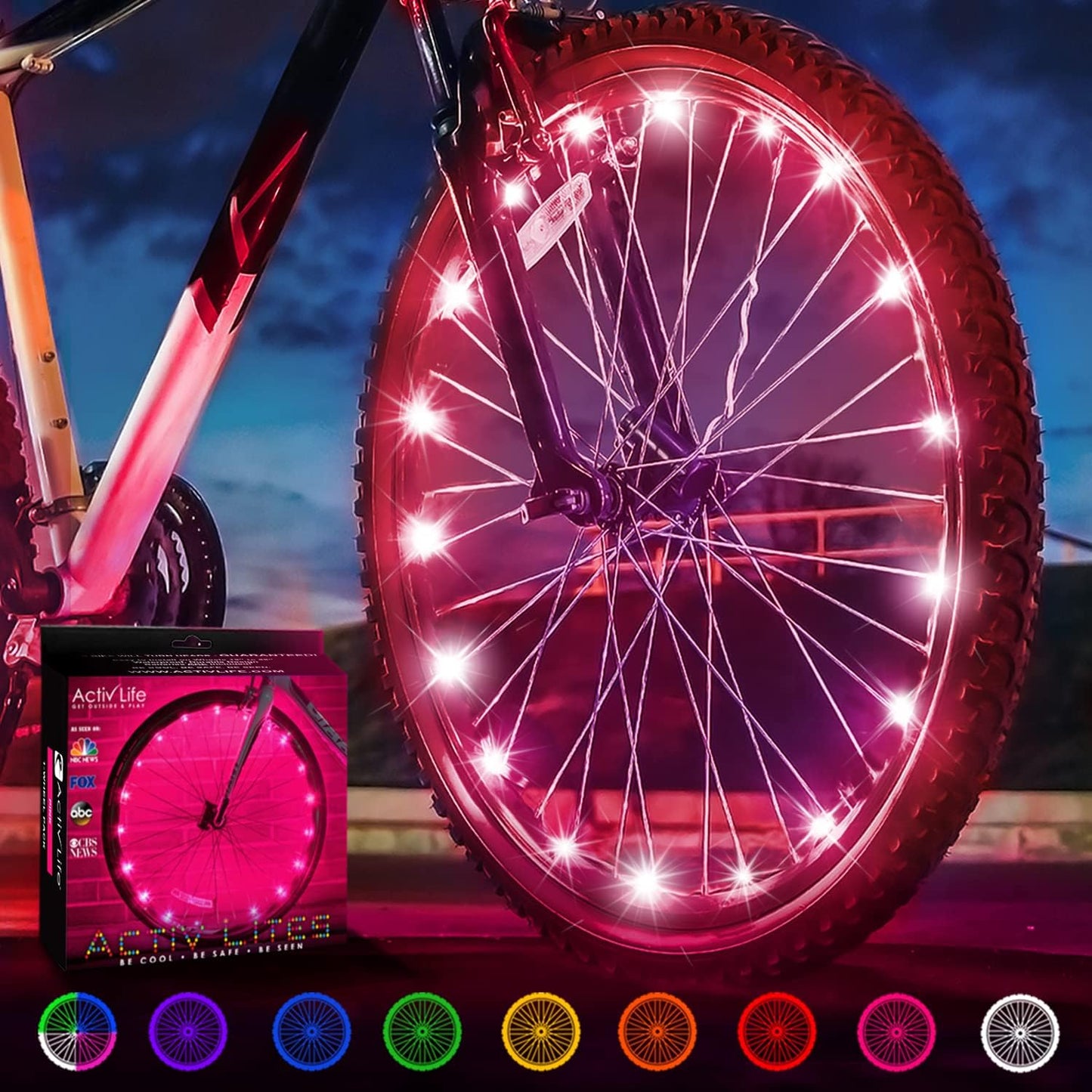 Life LED Bike Wheel Lights with Batteries Included! Get 100% Brighter and Visible from All Angles for Ultimate Safety & Style (1 Tire Pack)